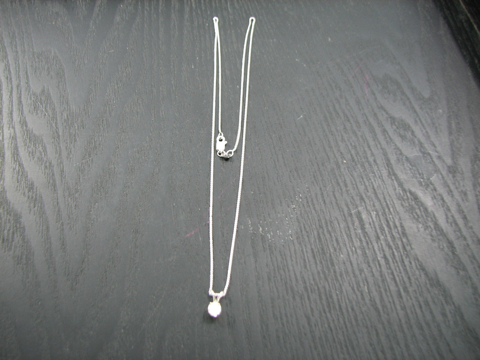 Diamond Solitaire Pendant w/18" White Gold Chain Estate Sale Liquidation Sale