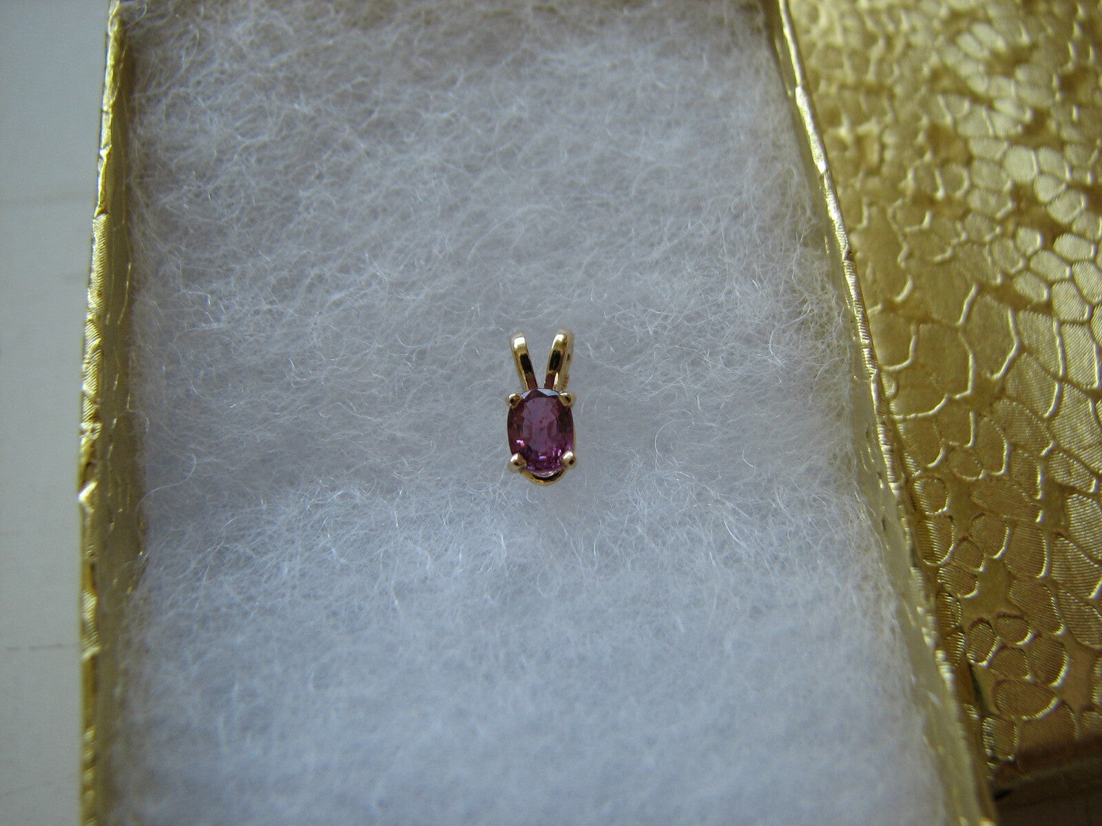 Pink Ruby Solitaire 14ktGold Pendant July Birthstone Valentines Mothers Day SALE