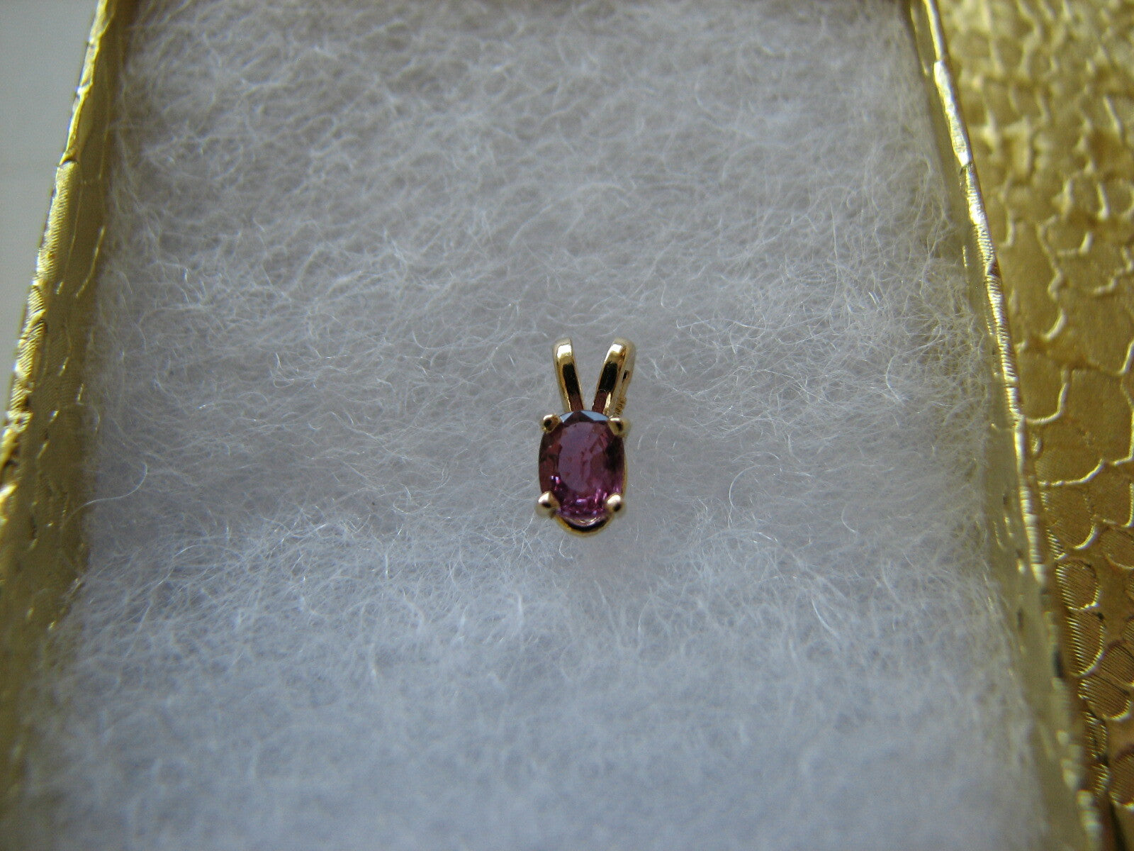 Pink Ruby Solitaire 14ktGold Pendant July Birthstone Valentines Mothers Day SALE