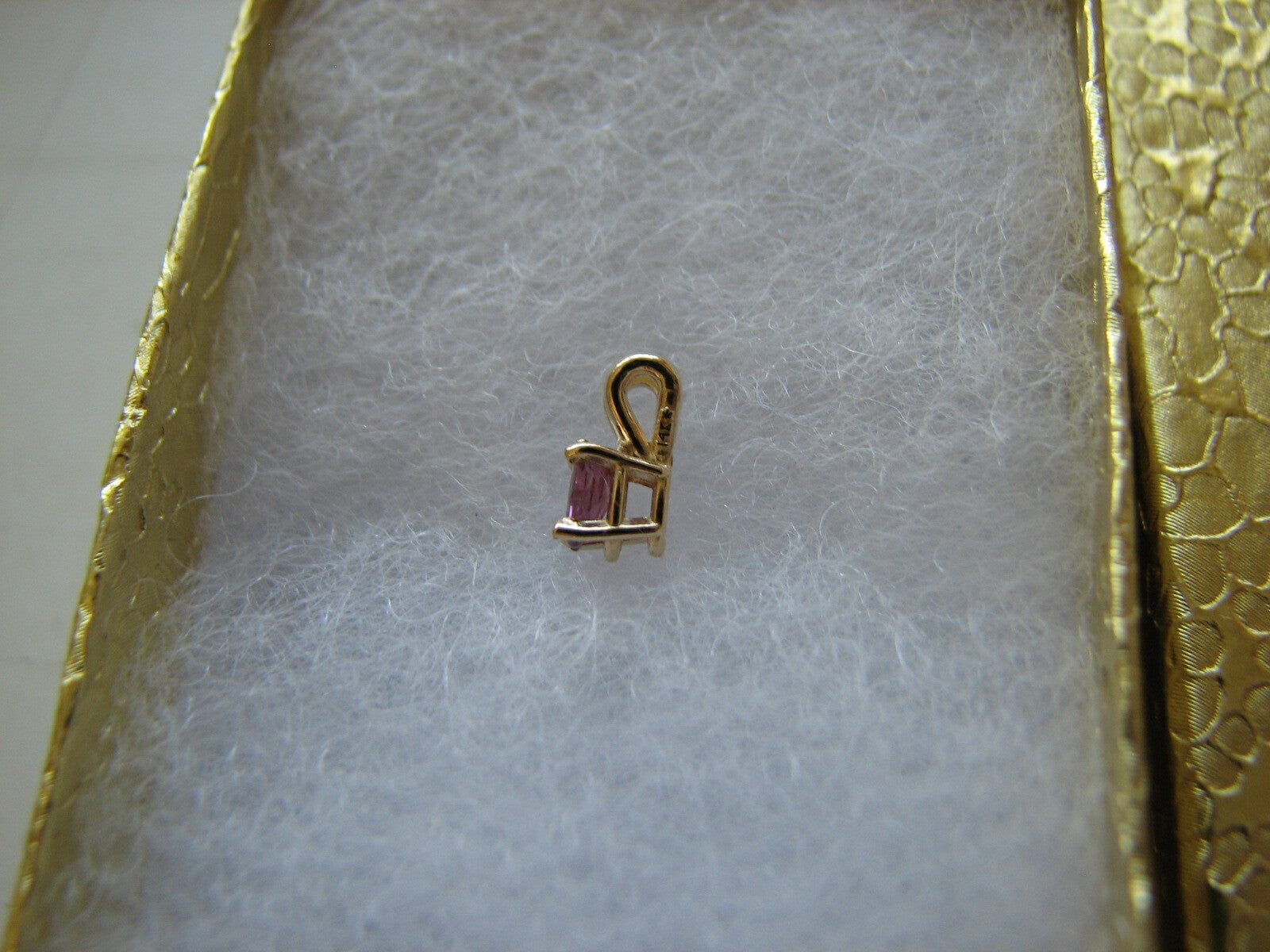 Pink Ruby Solitaire 14ktGold Pendant July Birthstone Valentines Mothers Day SALE