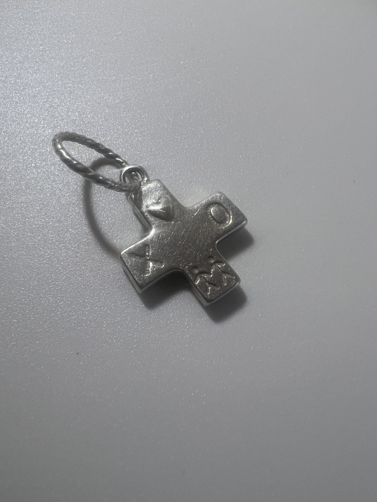 Small Sterling Silver Family Cross Heart Hugs Kisses Family Cute Charm Free Ship