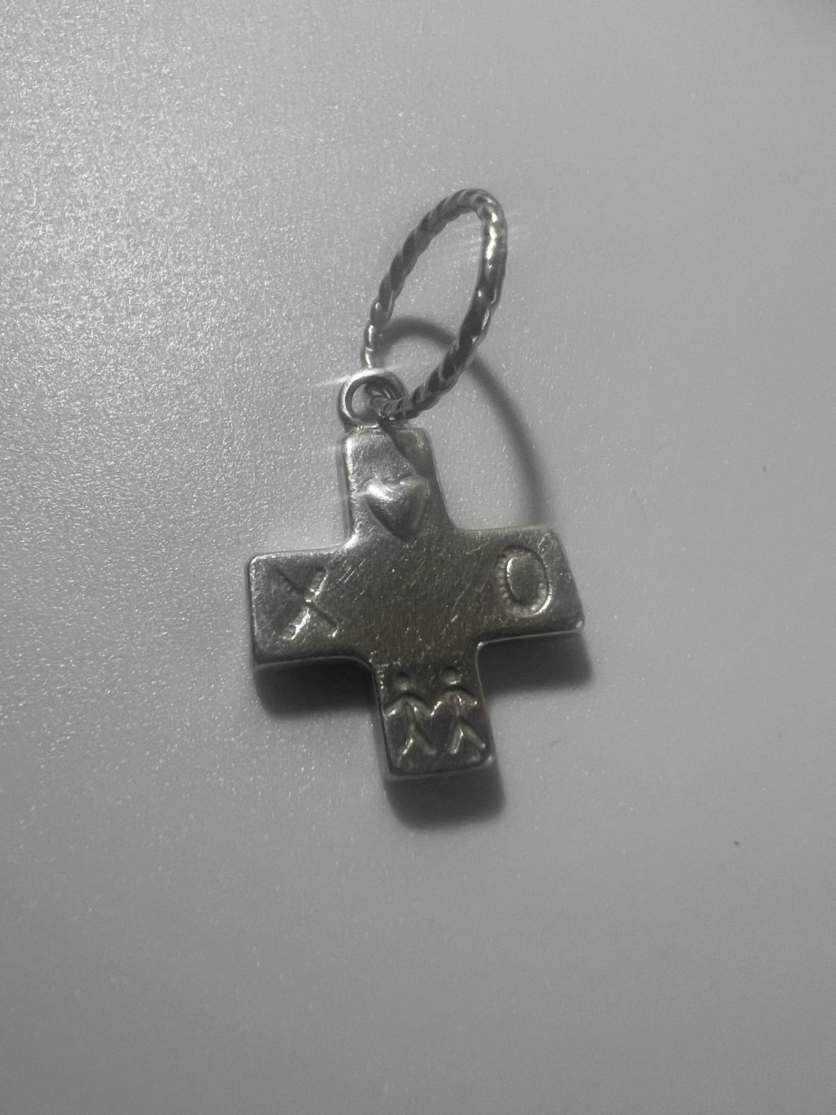 Small Sterling Silver Family Cross Heart Hugs Kisses Family Cute Charm Free Ship