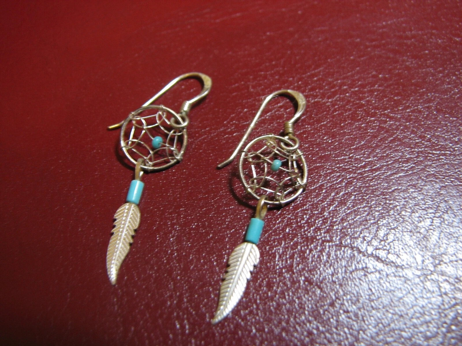 Sterling Silver Southwestern Dreamcatcher Earrings French Wire Dangle