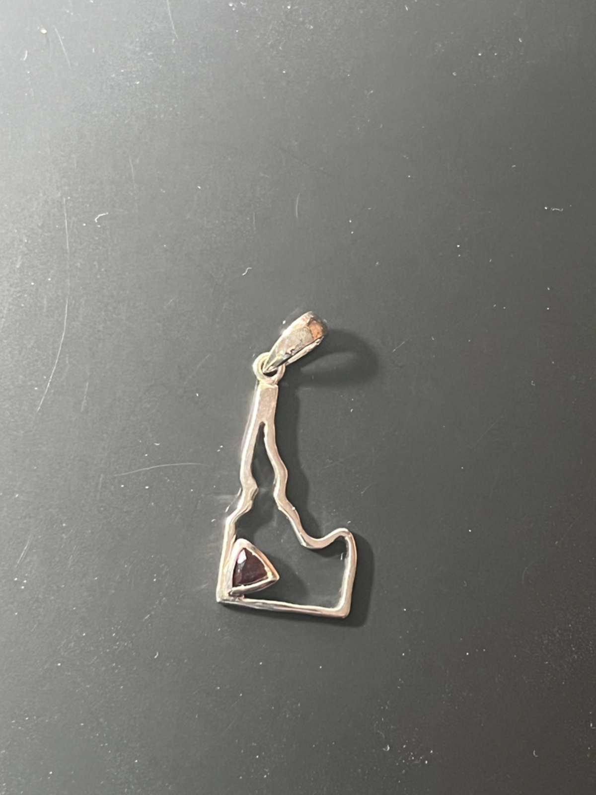 Garnet Sterling Silver Shaped Like Idaho Pendant January Birthstone Made In USA