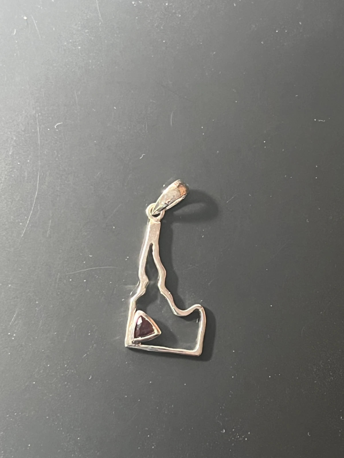 Garnet Sterling Silver Shaped Like Idaho Pendant January Birthstone Made In USA