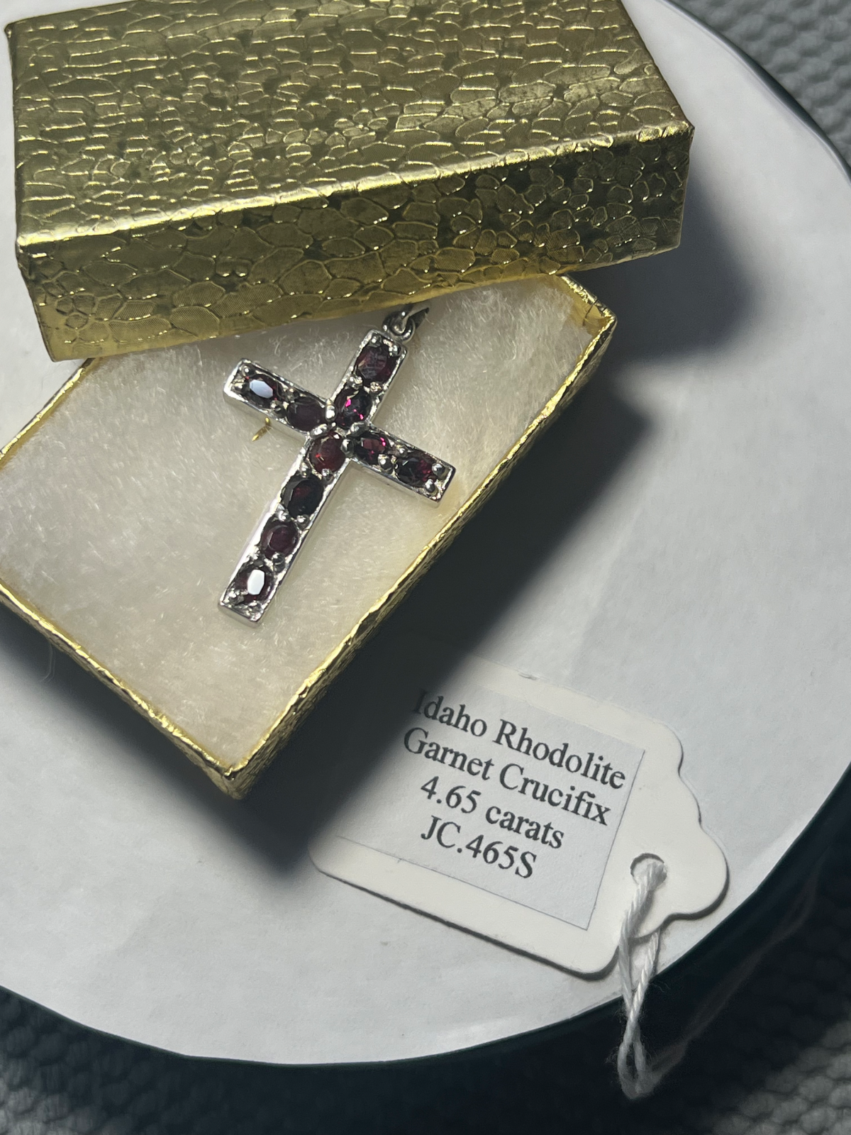 Idaho Rhodolite Garnet Cross Pendant Handmade Crucifix Nevada Sterling Silver
