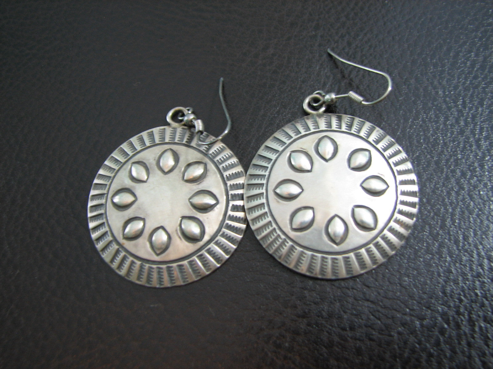 Sterling Silver Saddle Conch Style Western Earrings w/French Wire Dangle Cowgirl