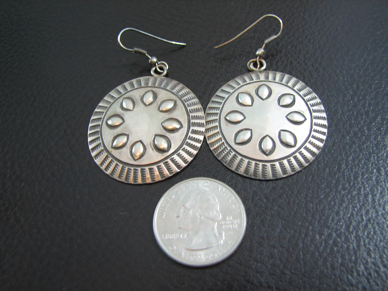 Sterling Silver Saddle Conch Style Western Earrings w/French Wire Dangle Cowgirl