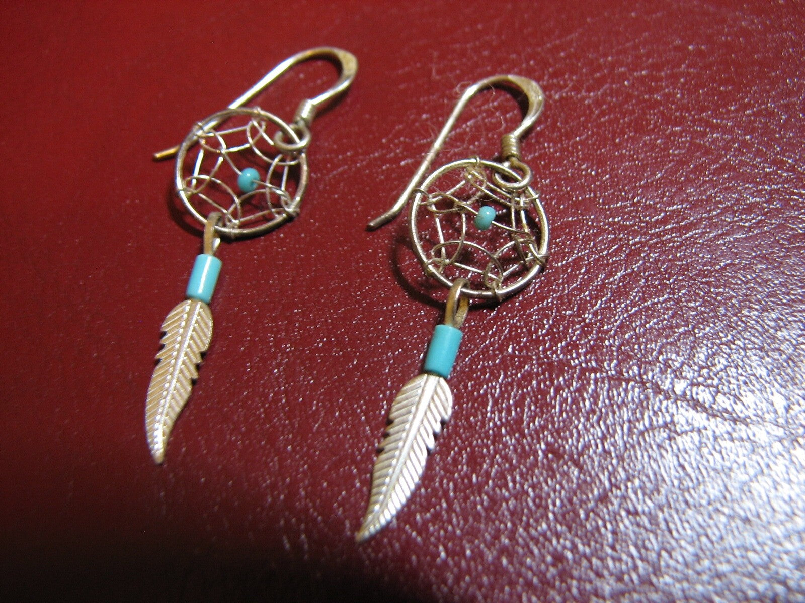 Sterling Silver Southwestern Dreamcatcher Earrings French Wire Dangle