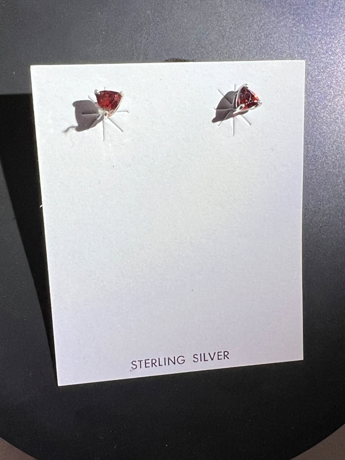 Sterling Silver Idaho Rhodolite Triangular Garnet Stud Earrings Gift Under $75