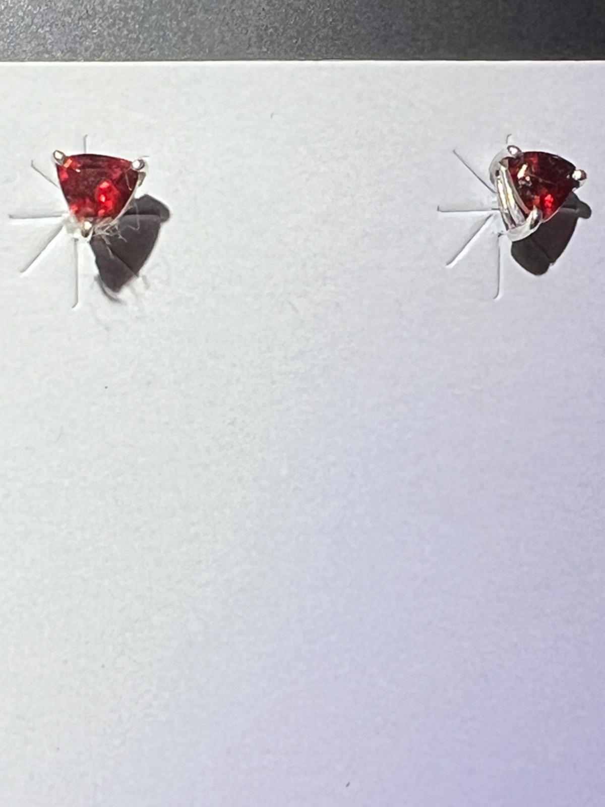 Sterling Silver Idaho Rhodolite Triangular Garnet Stud Earrings Gift Under $75