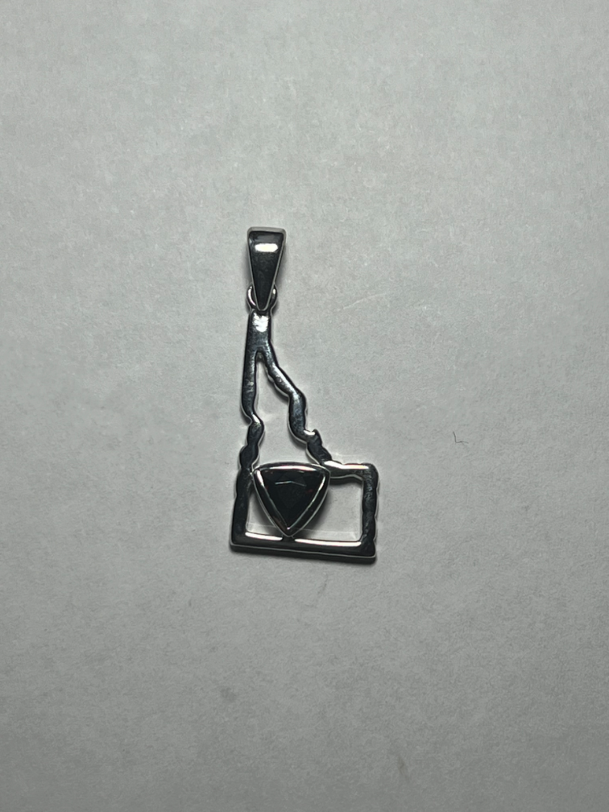 Idaho Rhodolite Triangular Garnet Sterling Silver Pendant Idaho-Shaped Handmade