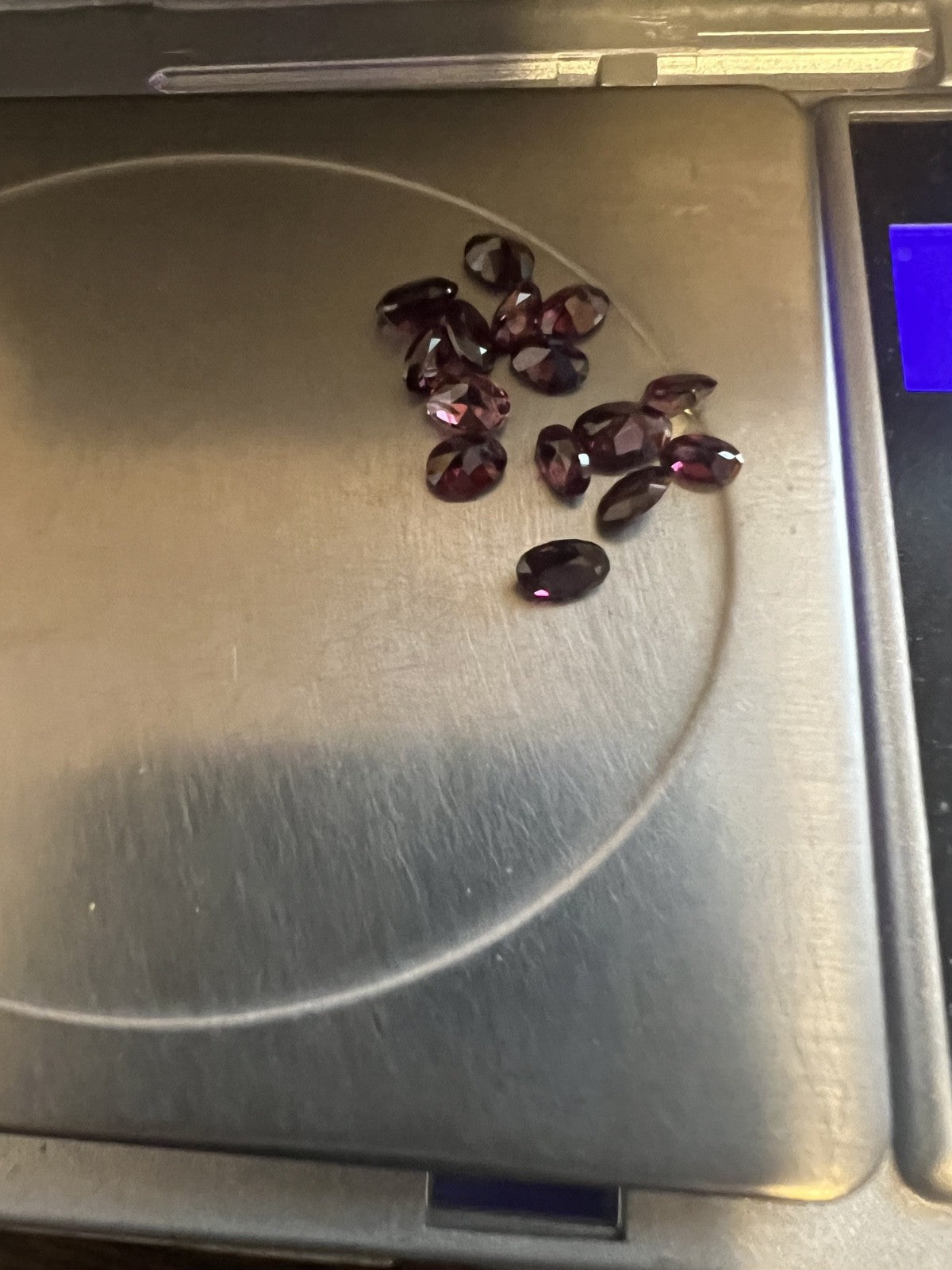One Carat of Garnets on a digital scale 