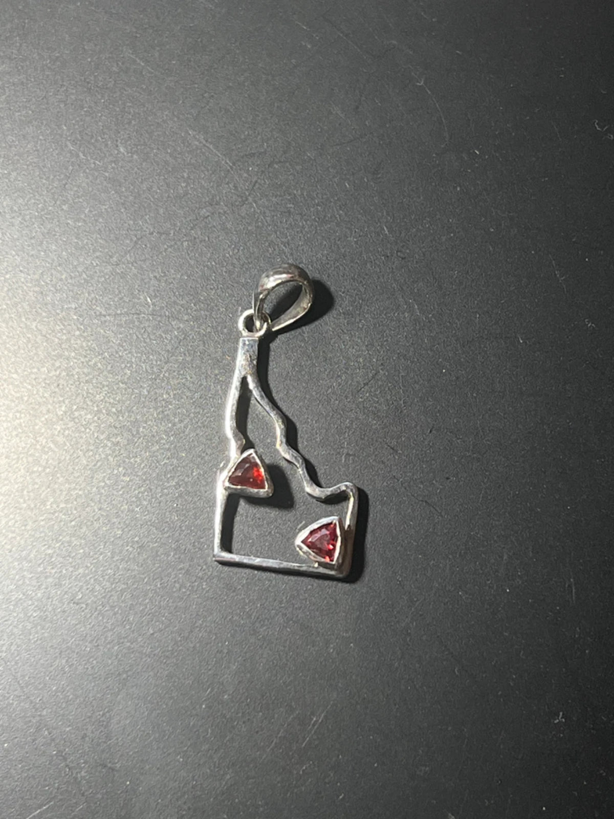 Garnet Sterling Silver Shaped Like Idaho Pendant January Birthstone Made In USA
