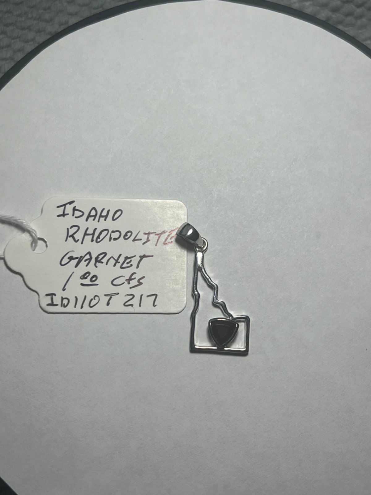 January Birthstone Rhodolite Garnet Idaho Shaped Pendant Nevada Sterling Silver