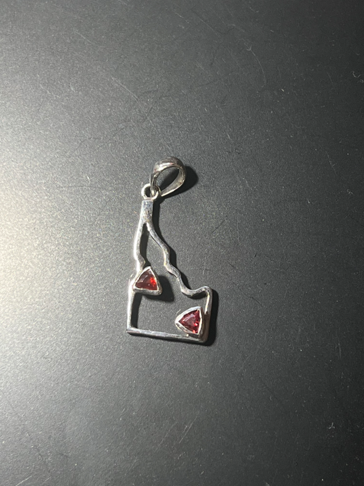 Garnet Sterling Silver Shaped Like Idaho Pendant January Birthstone Made In USA