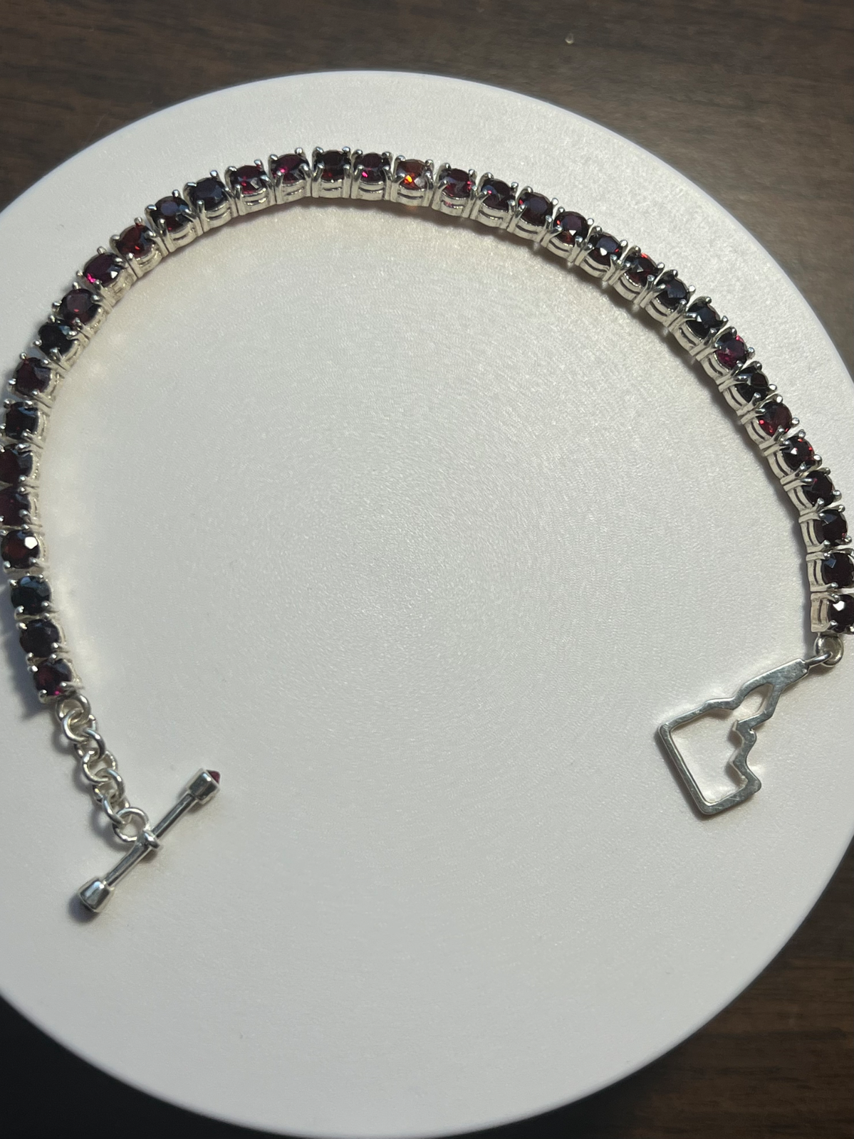 Idaho Rhodolite Garnet Brand New Tennis Bracelet 100% Made In America 8”long