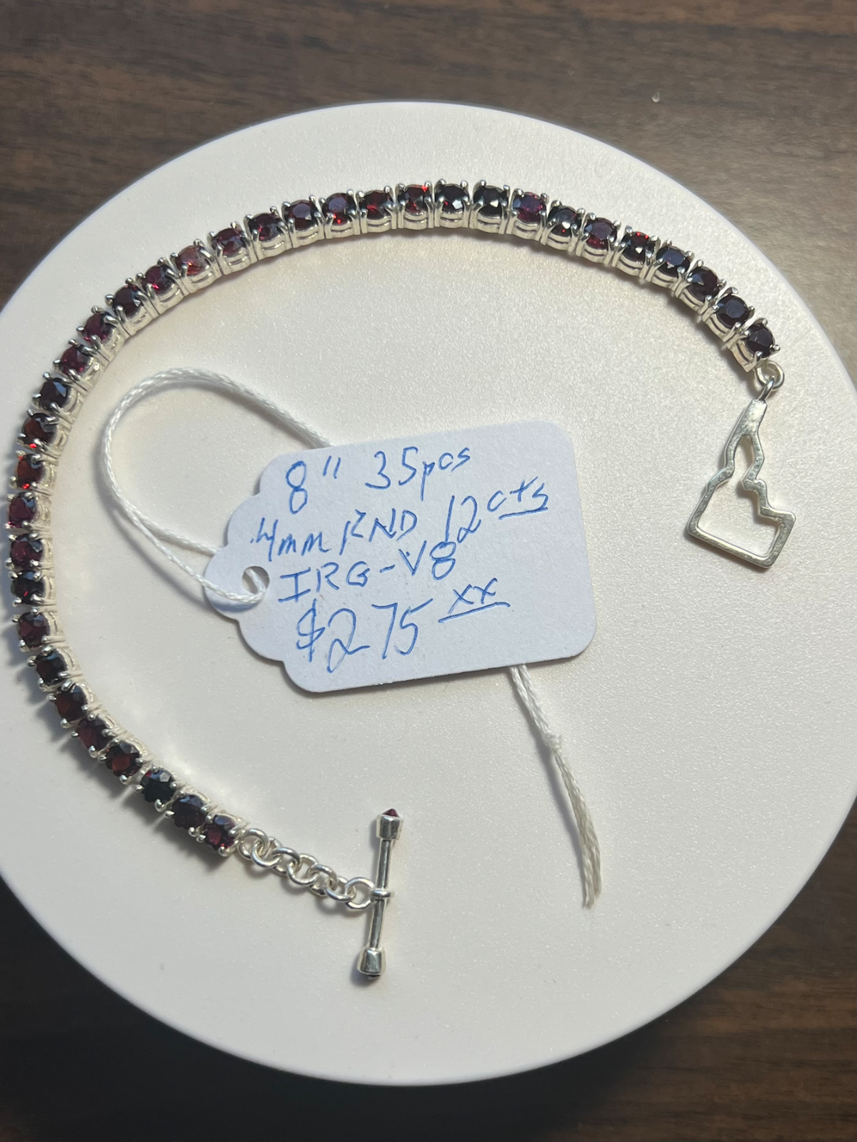 Idaho Rhodolite Garnet Brand New Tennis Bracelet 100% Made In America 8”long