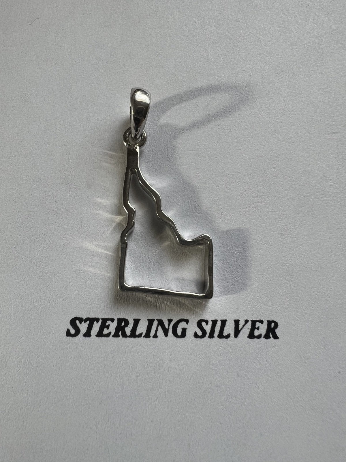 Sterling Silver Pendant Shaped Like Idaho Map Border