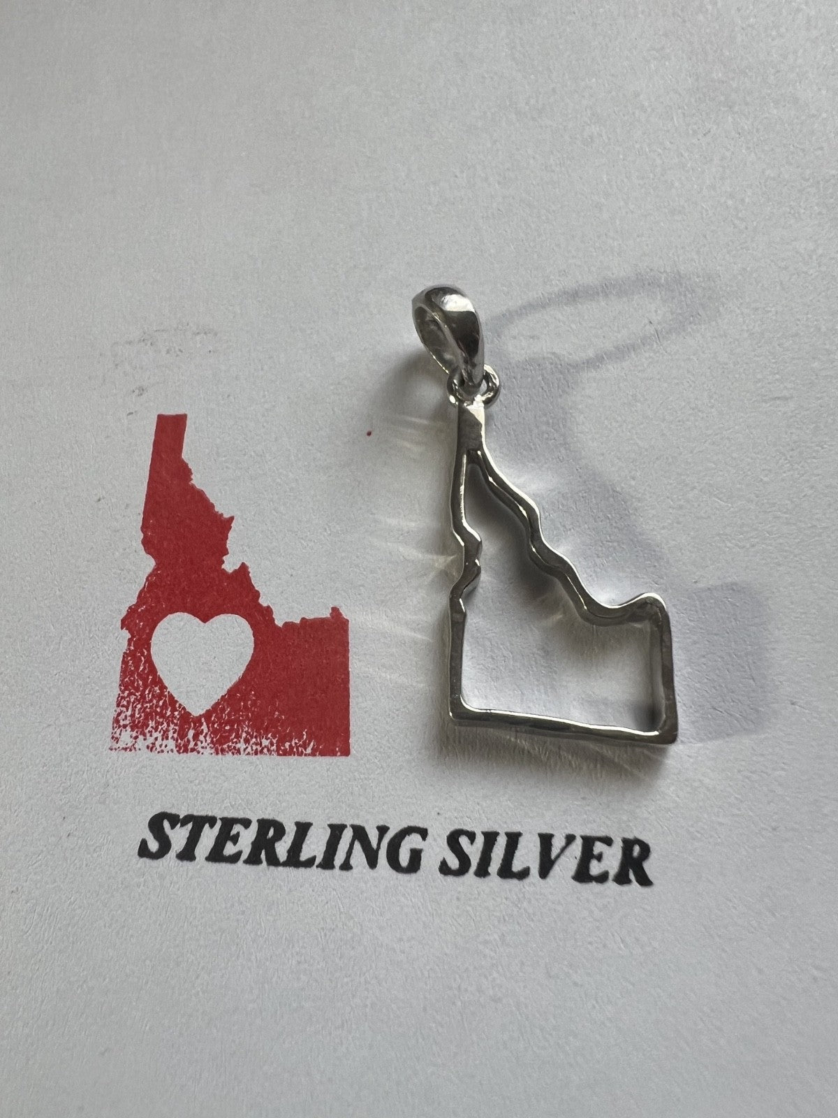 Sterling Silver Pendant Shaped Like Idaho Map 