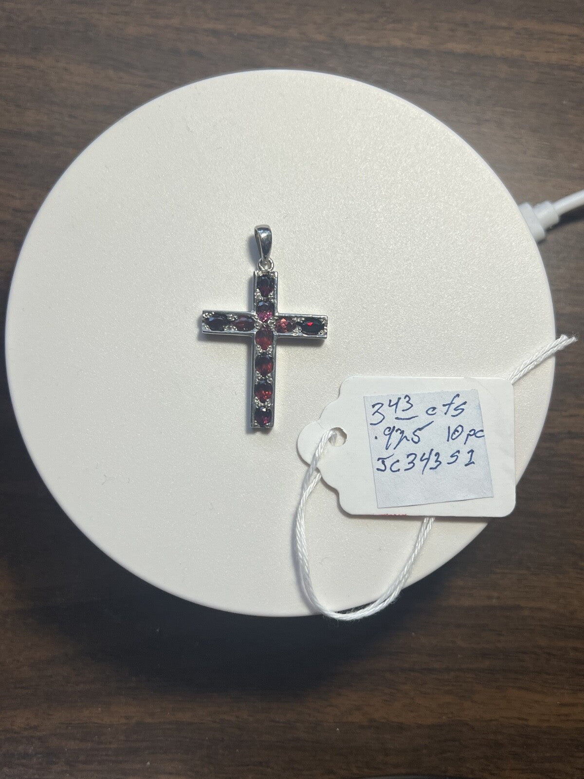 Handcrafted Idaho Rhodolite Garnet Cross Pendant Crucifix Nevada Sterling Silver