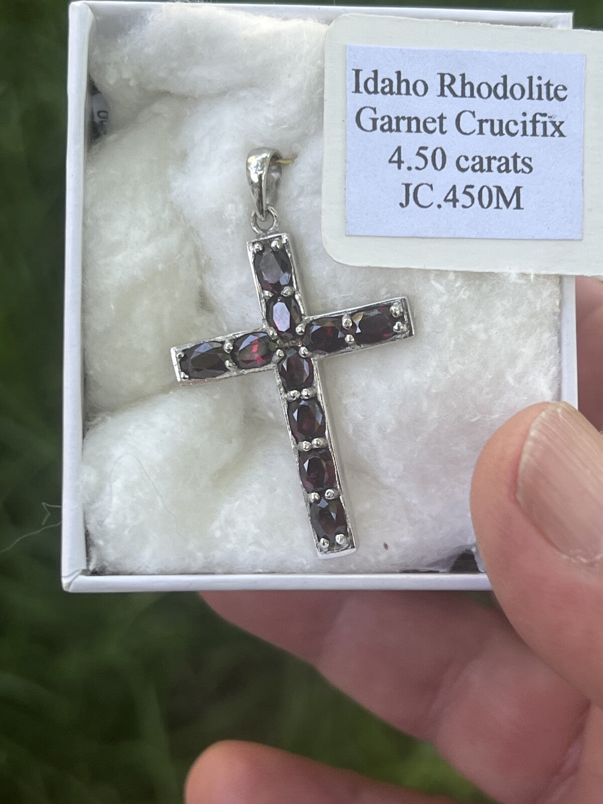 Idaho Rhodolite Garnet Cross Handcrafted Crucifix Made With Nevada Silver