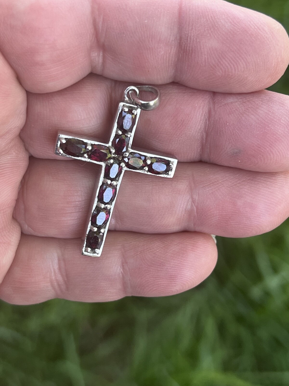 Idaho Rhodolite Garnet Cross Handcrafted Crucifix Made With Nevada Silver