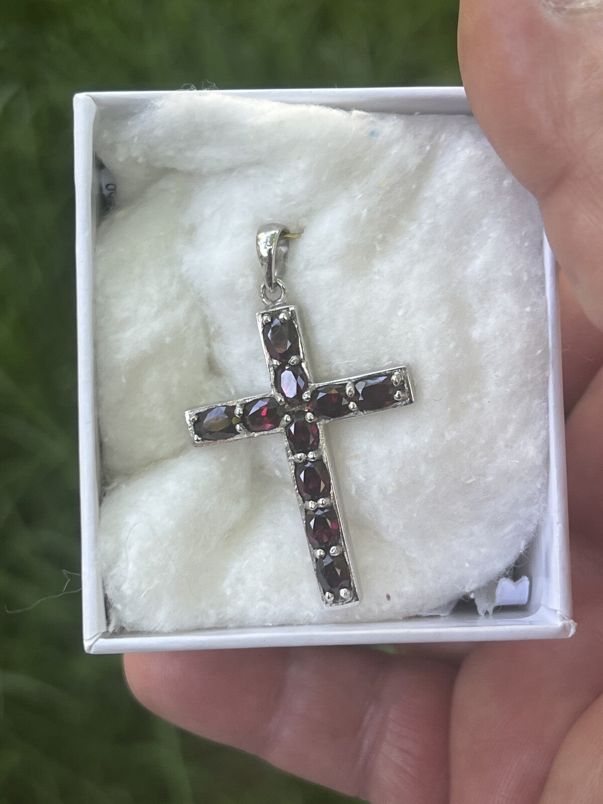 Idaho Rhodolite Garnet Cross Handcrafted Crucifix Made With Nevada Silver