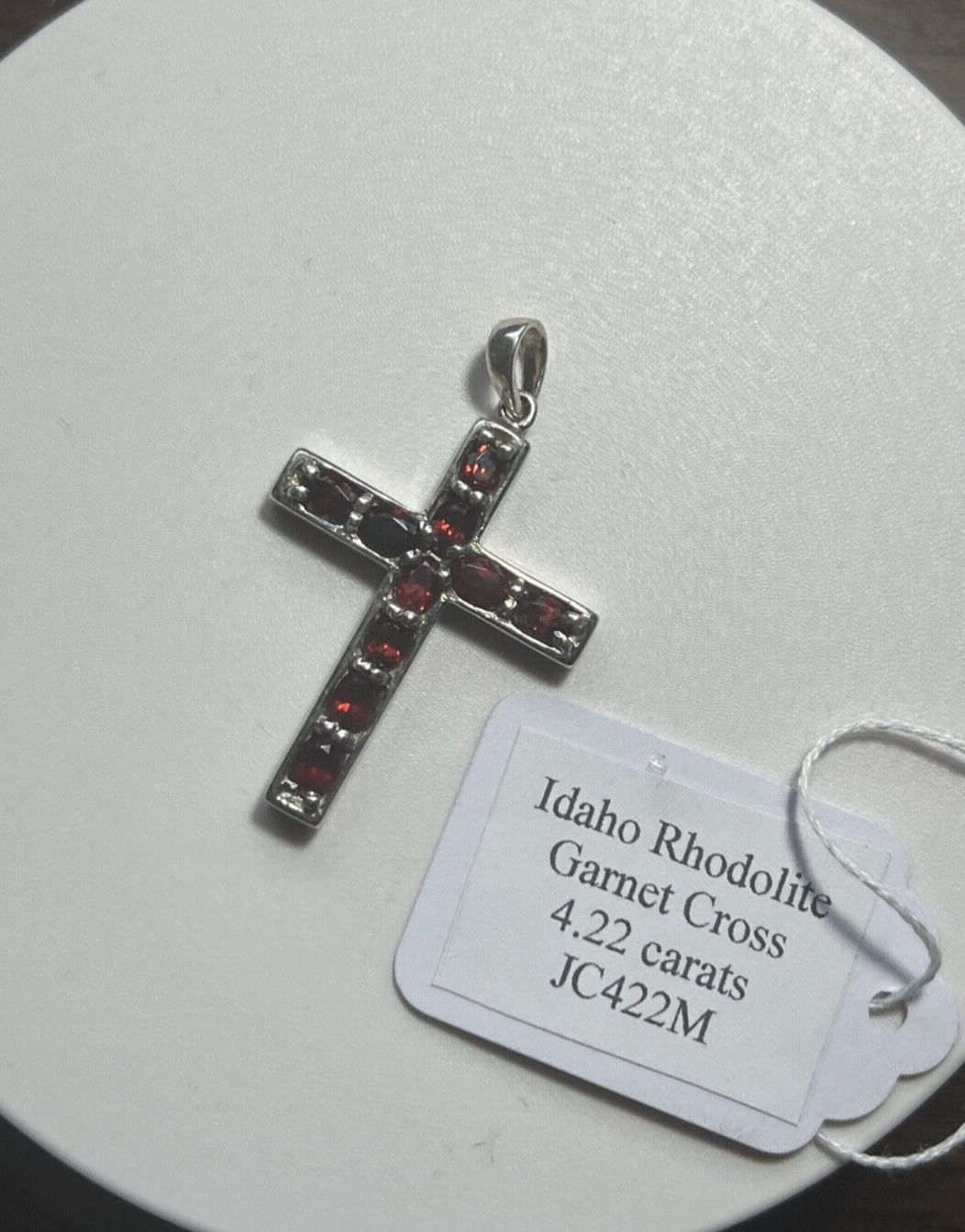 Idaho Rhodolite Garnet Cross Pendant Handmade Crucifix Nevada Sterling Silver