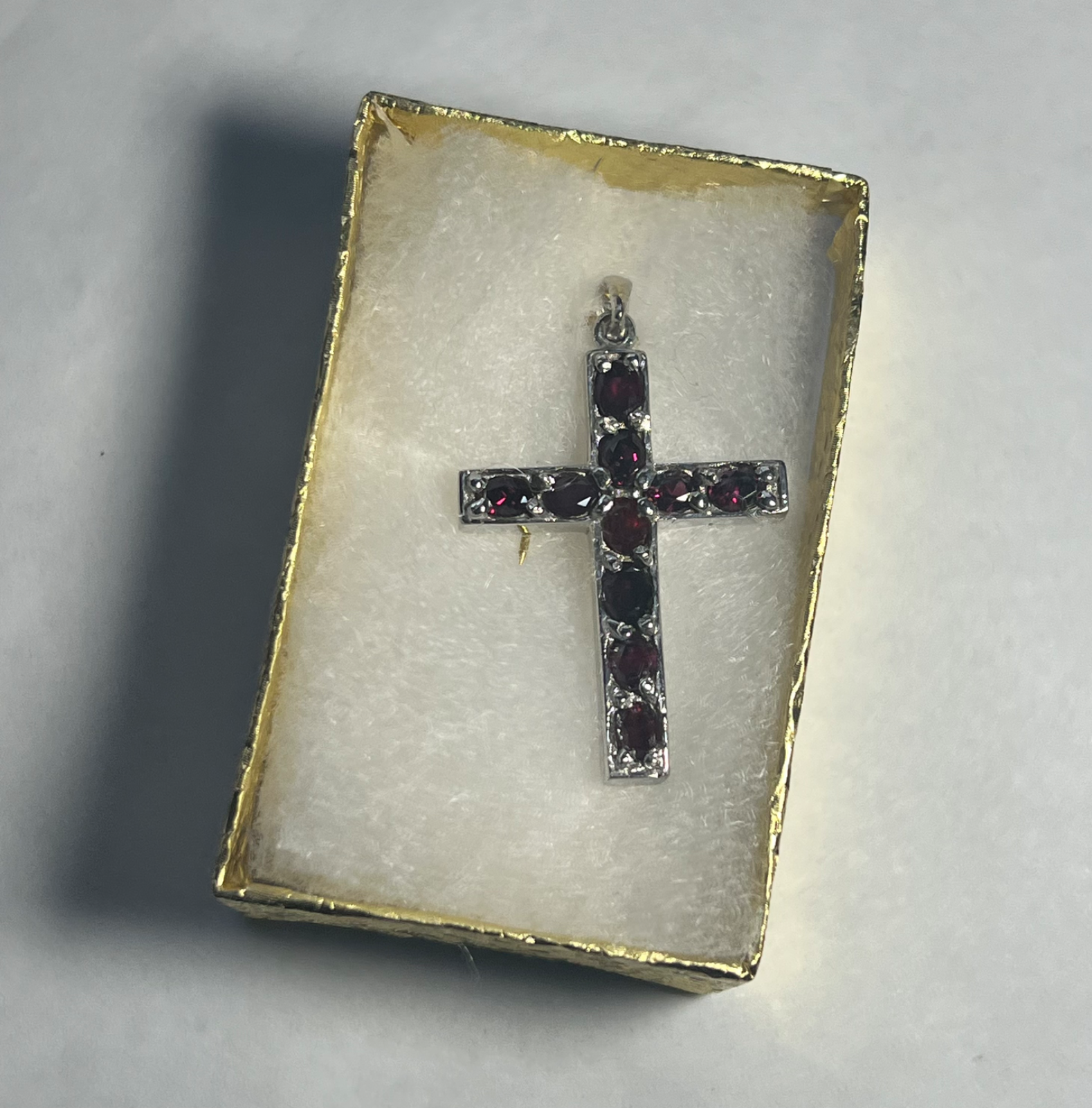 Idaho Rhodolite Garnet Cross Pendant Handmade Crucifix Nevada Sterling Silver