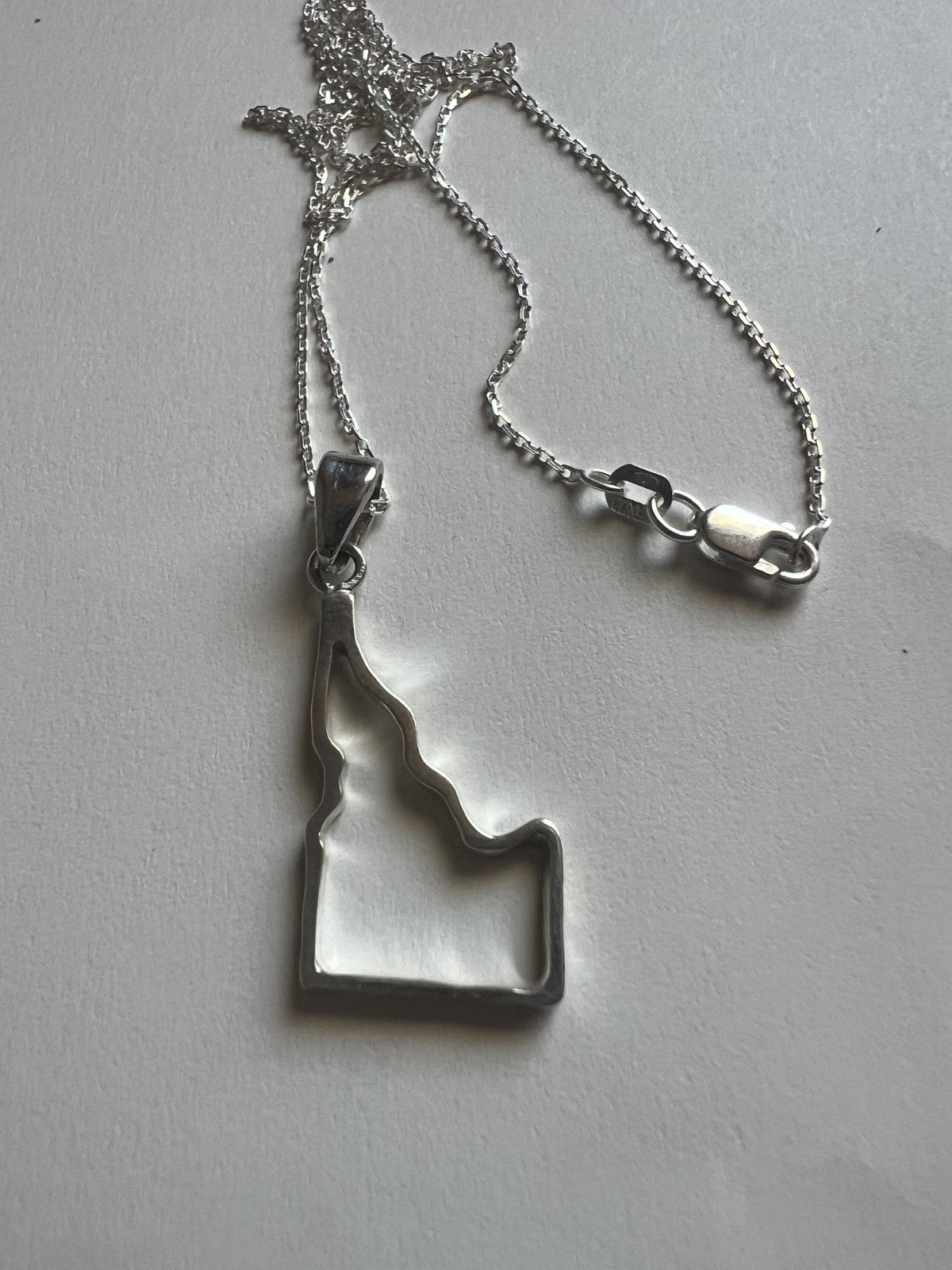 Sterling Silver Pendant Idaho Map 18” Chain Ready to Wear. Made in Idaho USA BSU