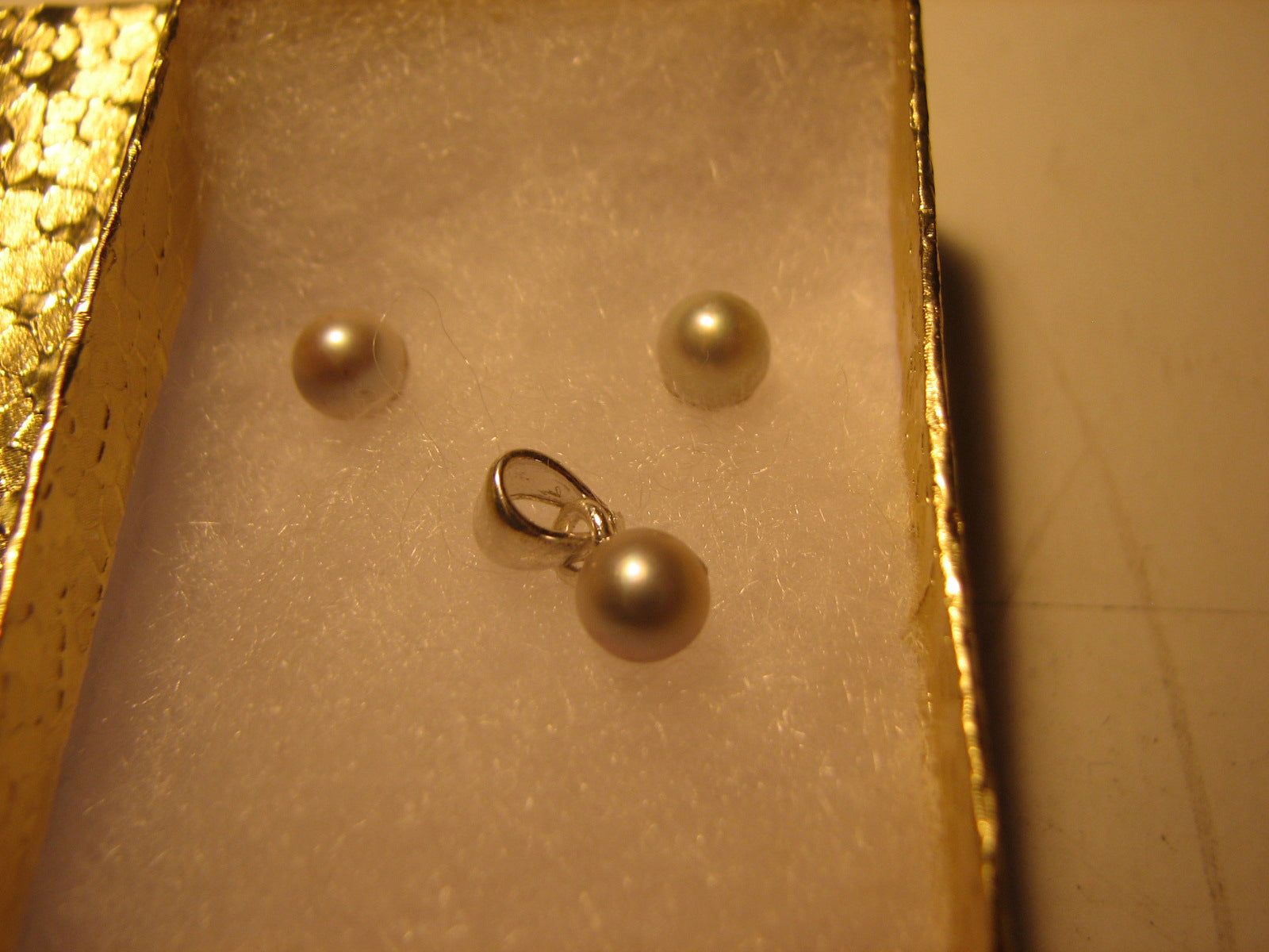 Matching Trio Of Pearls Sterling Silver Earring+Pendan t Great Gift Under $25