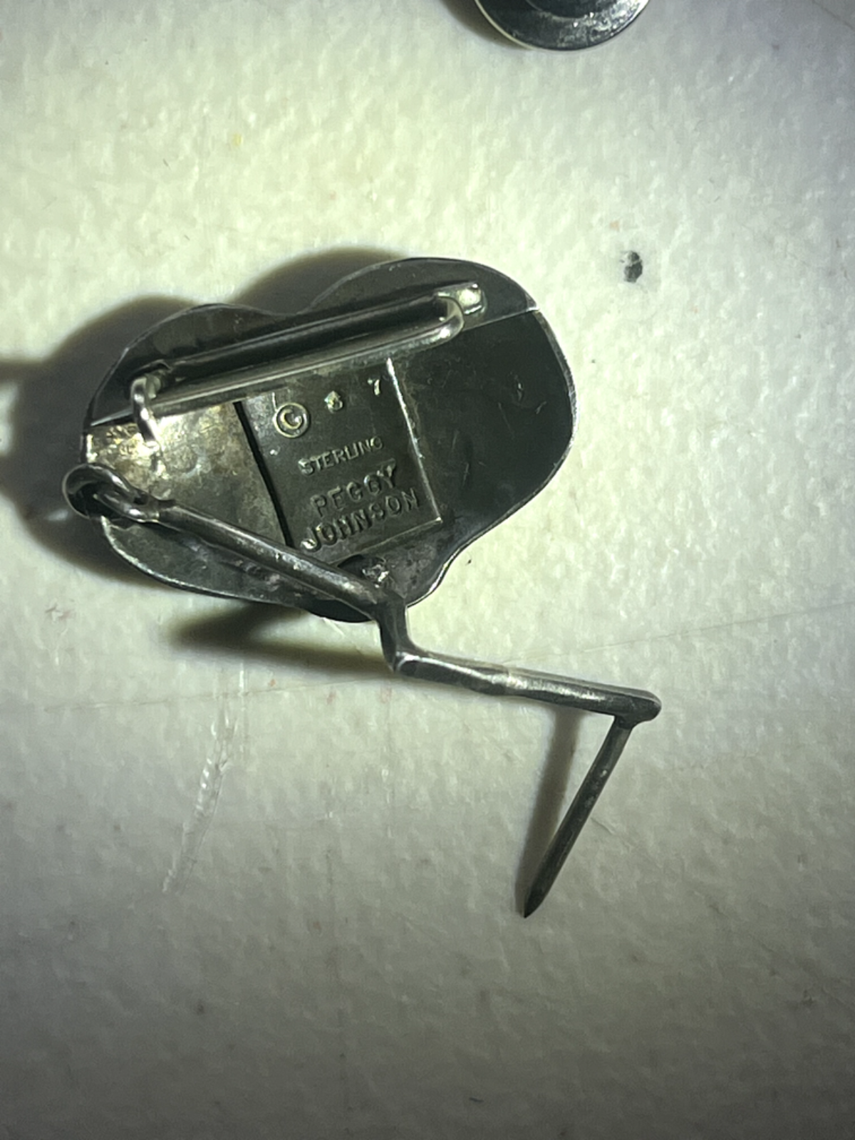 Rare “Electric Mama” Heart Pin w/ Lightning Bolt Sterling Made by Peggy Johnson