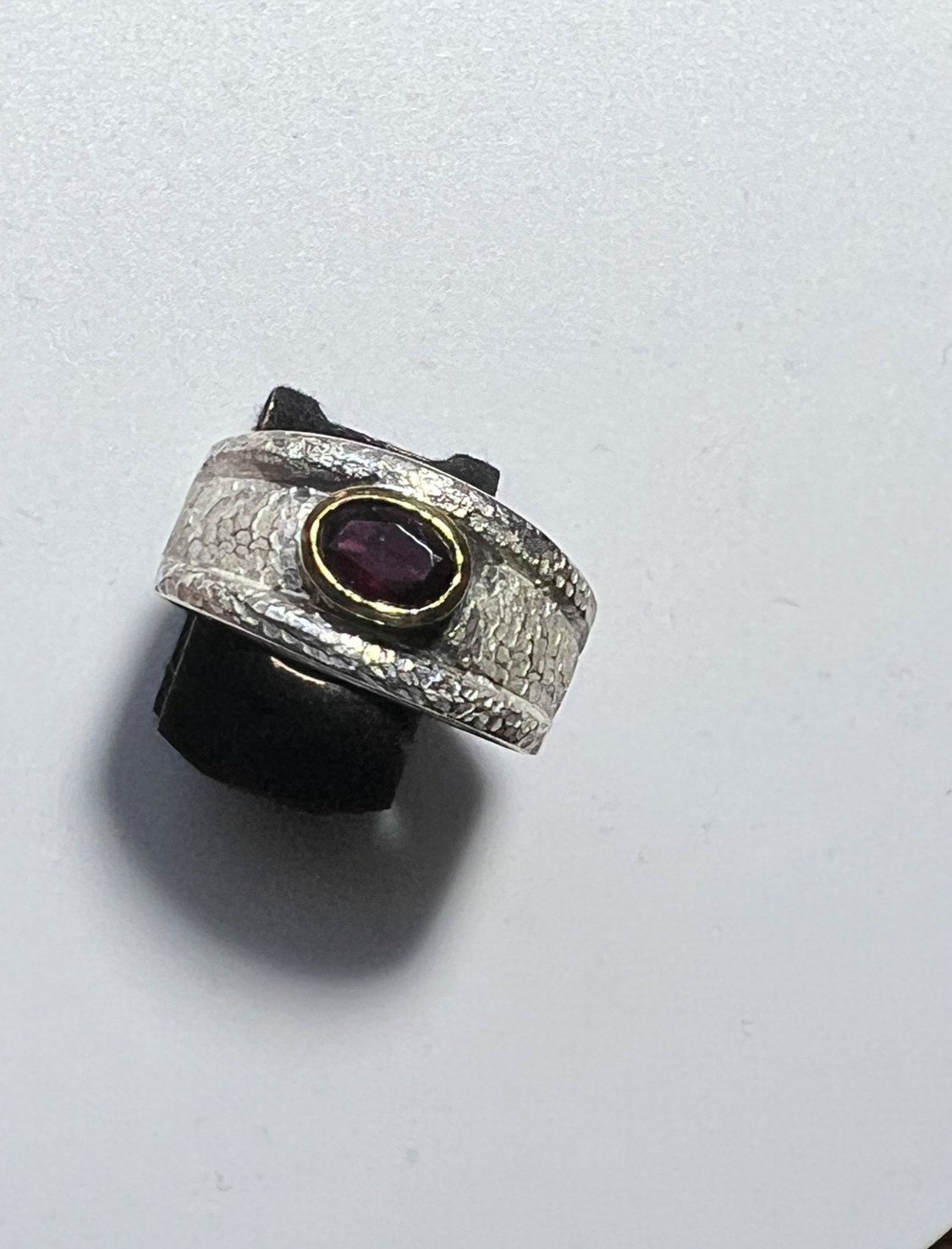Silver Ring Size 12 Roman Egyptian Grecian Style Idaho Rhodolite Garnet Solitare