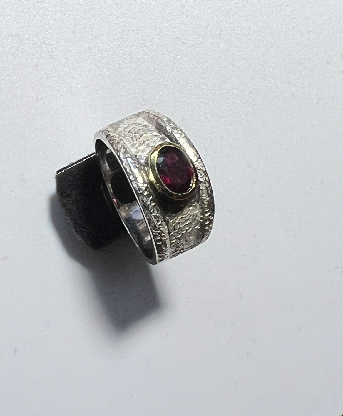Silver Ring Size 12 Roman Egyptian Grecian Style Idaho Rhodolite Garnet Solitare