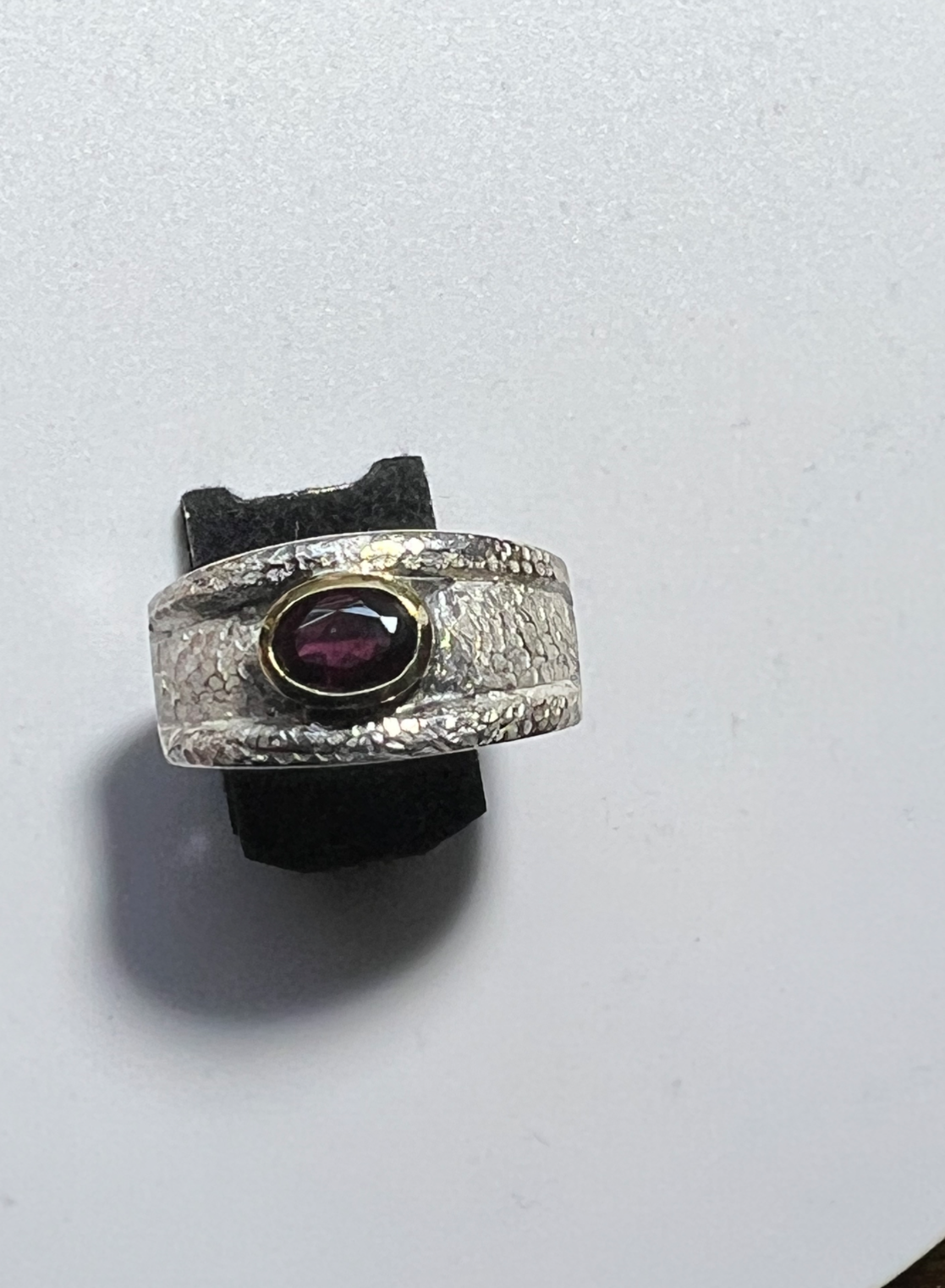 Silver Ring Size 12 Roman Egyptian Grecian Style Idaho Rhodolite Garnet Solitare