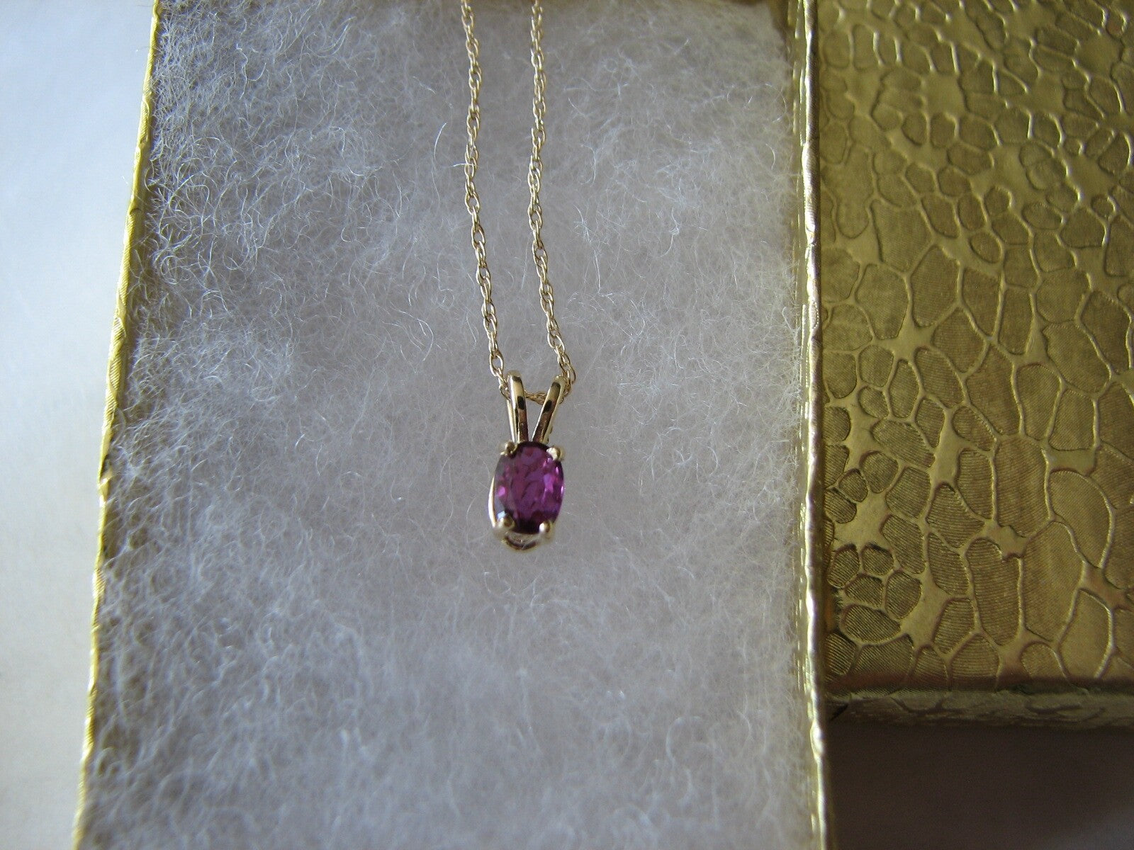 Ruby Solitaire Pendant 14kt Yellow Gold 18"Chain July Birthstone Made In The USA