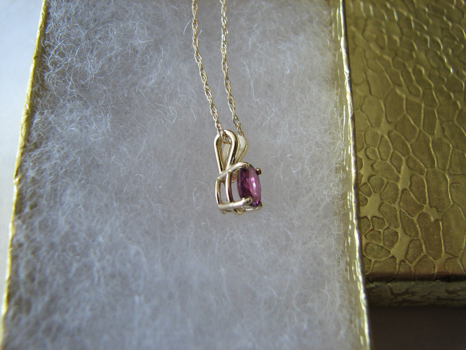 Ruby Solitaire Pendant 14kt Yellow Gold 18"Chain July Birthstone Made In The USA
