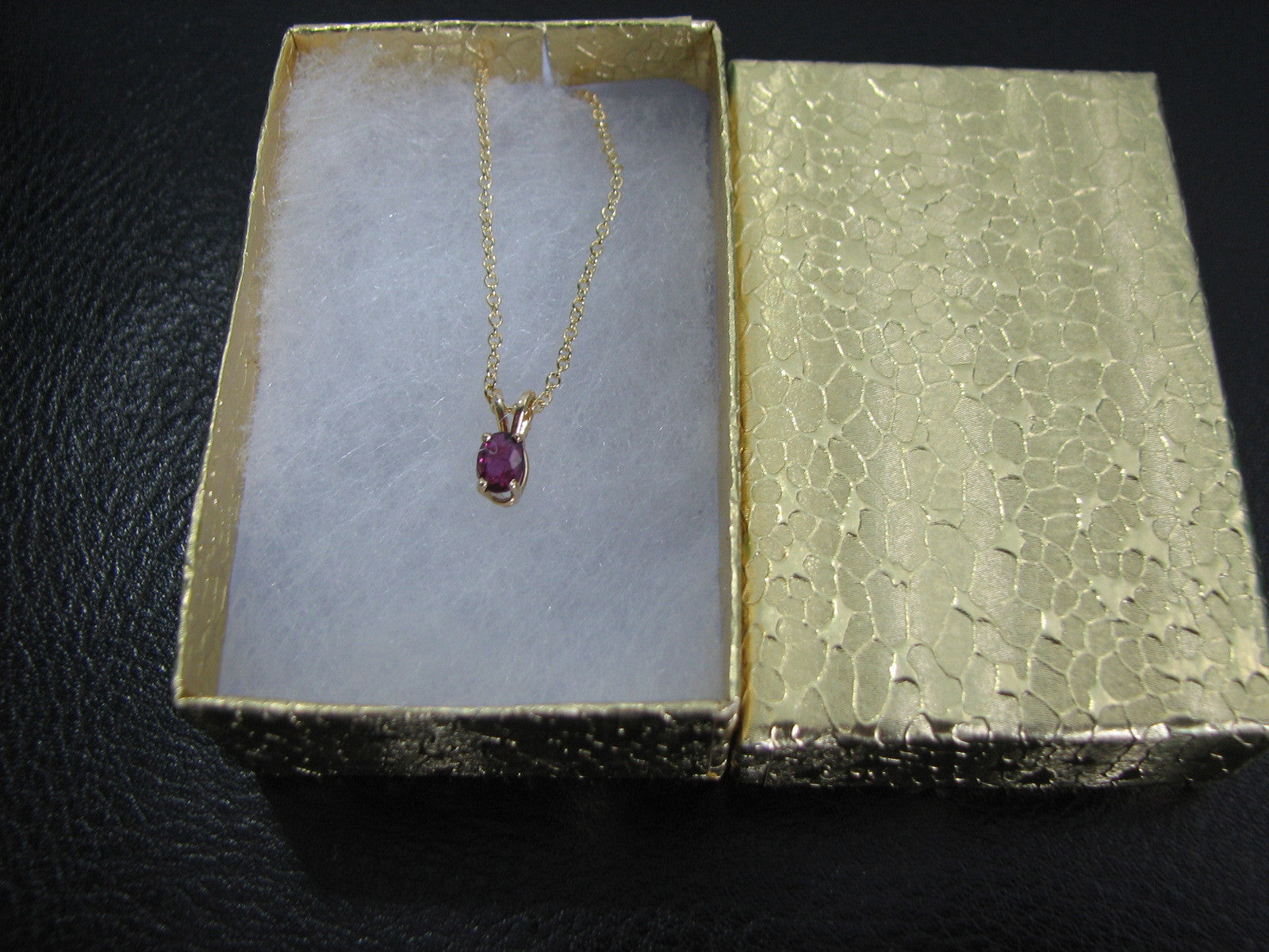 Ruby Solitaire Pendant 14kt Yellow Gold 18"Chain July Birthstone Made In The USA