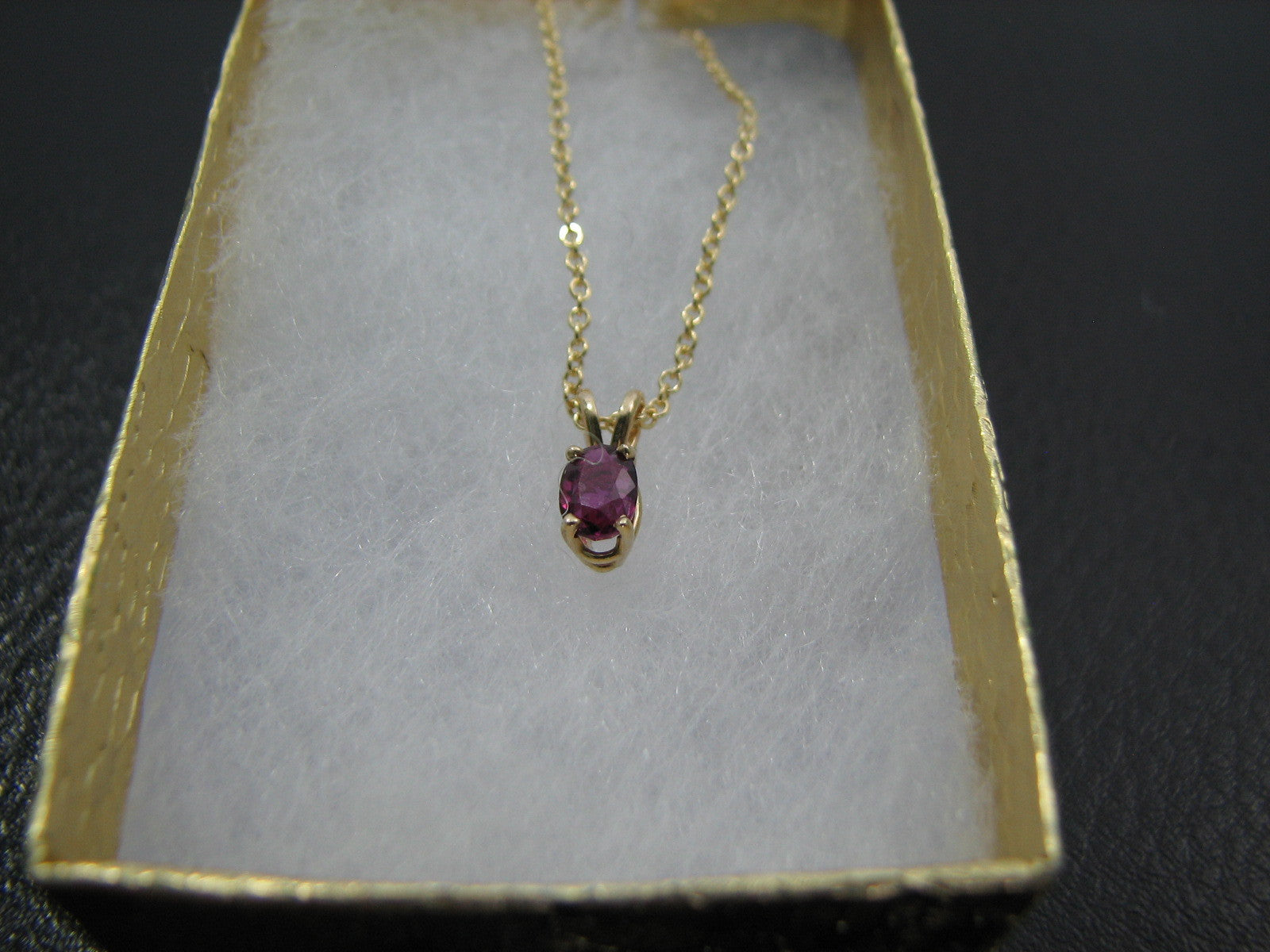 Ruby Solitaire Pendant 14kt Yellow Gold 18"Chain July Birthstone Made In The USA