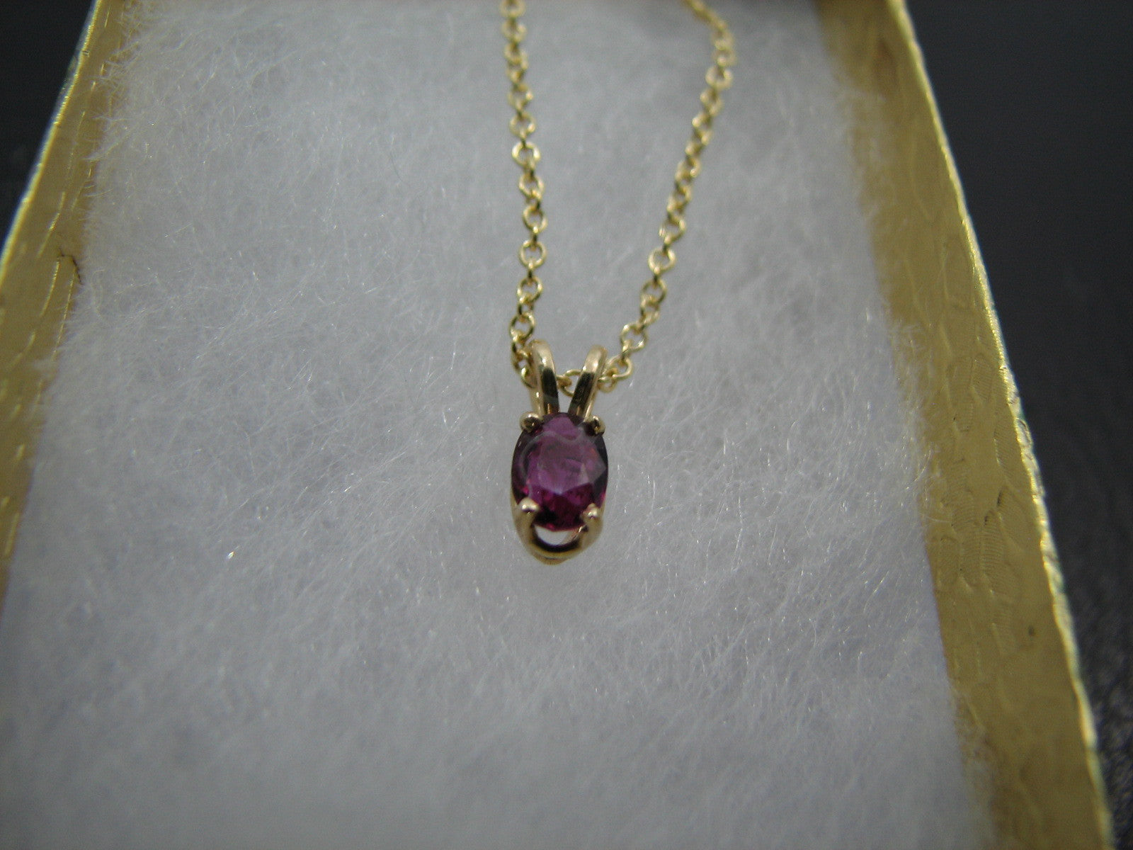 Ruby Solitaire Pendant 14kt Yellow Gold 18"Chain July Birthstone Made In The USA