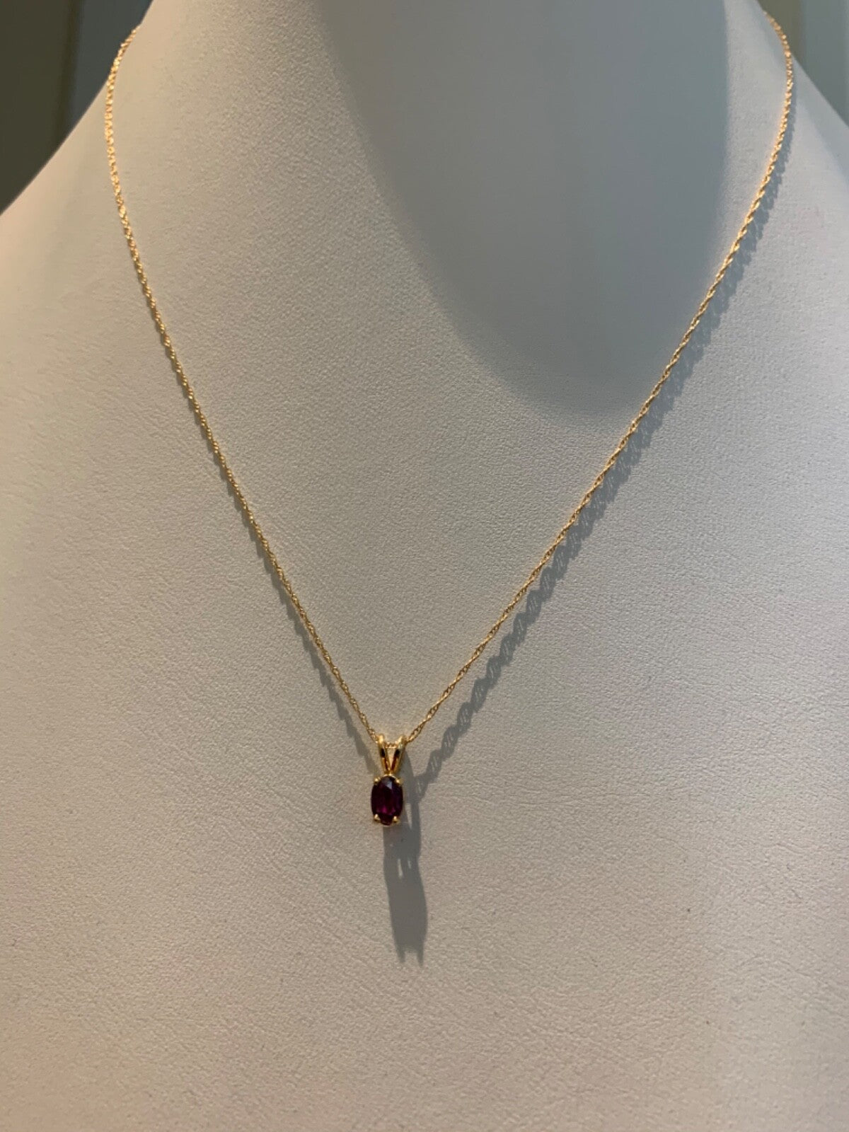 Ruby Solitaire Pendant 14kt Yellow Gold 18"Chain July Birthstone Made In The USA