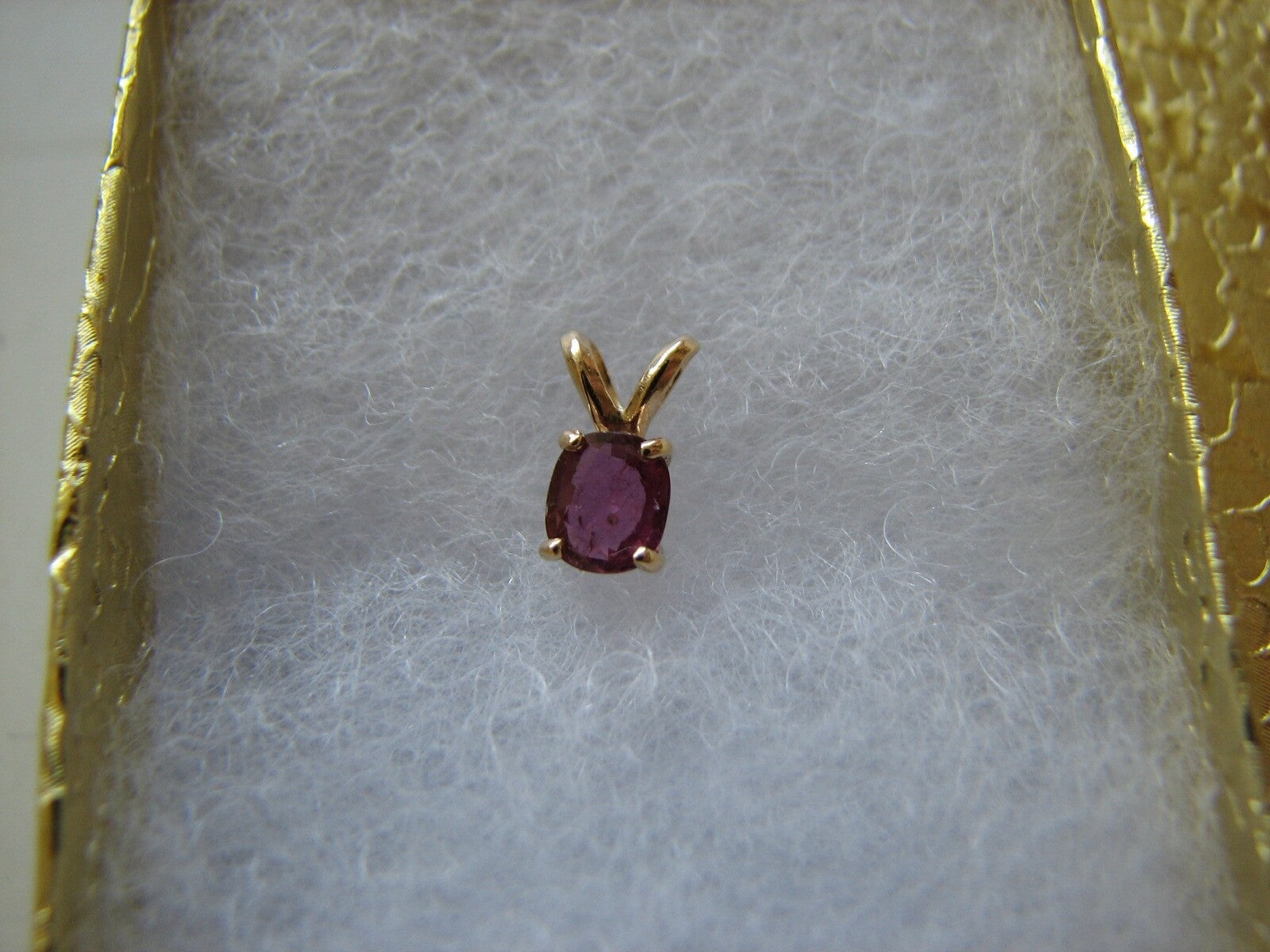 Pink Ruby Solitaire 14ktGold Pendant July Birthstone Valentines Mothers Day SALE