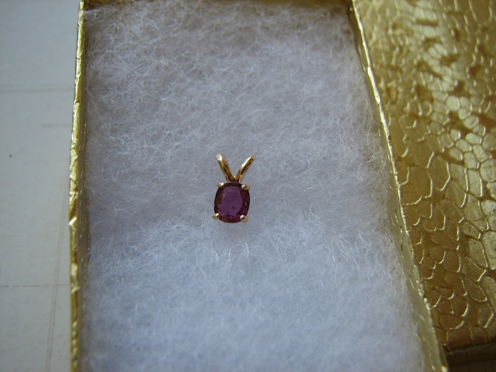 Pink Ruby Solitaire 14ktGold Pendant July Birthstone Valentines Mothers Day SALE