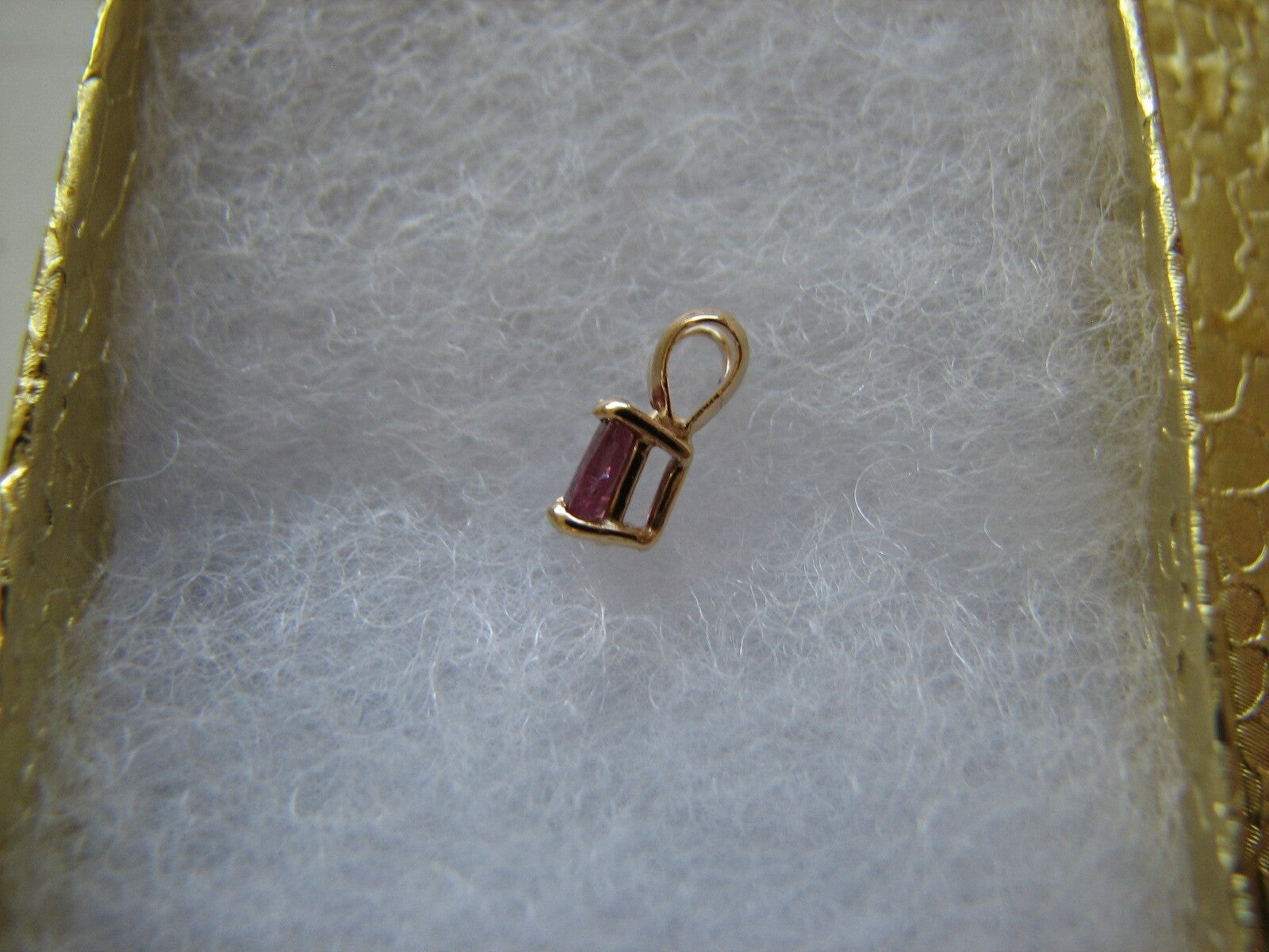 Pink Ruby Solitaire 14ktGold Pendant July Birthstone Valentines Mothers Day SALE