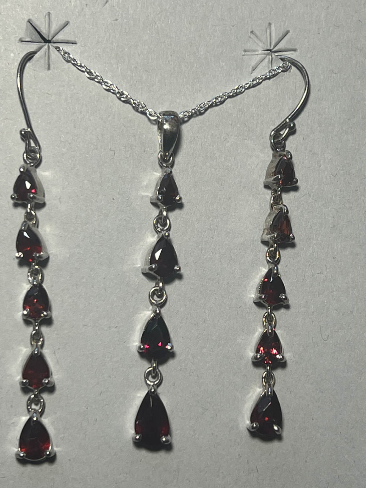 Pear Shaped Cocktail Party Dangle Trio Idaho Rhodolite Garnet Spectacularly Sexy