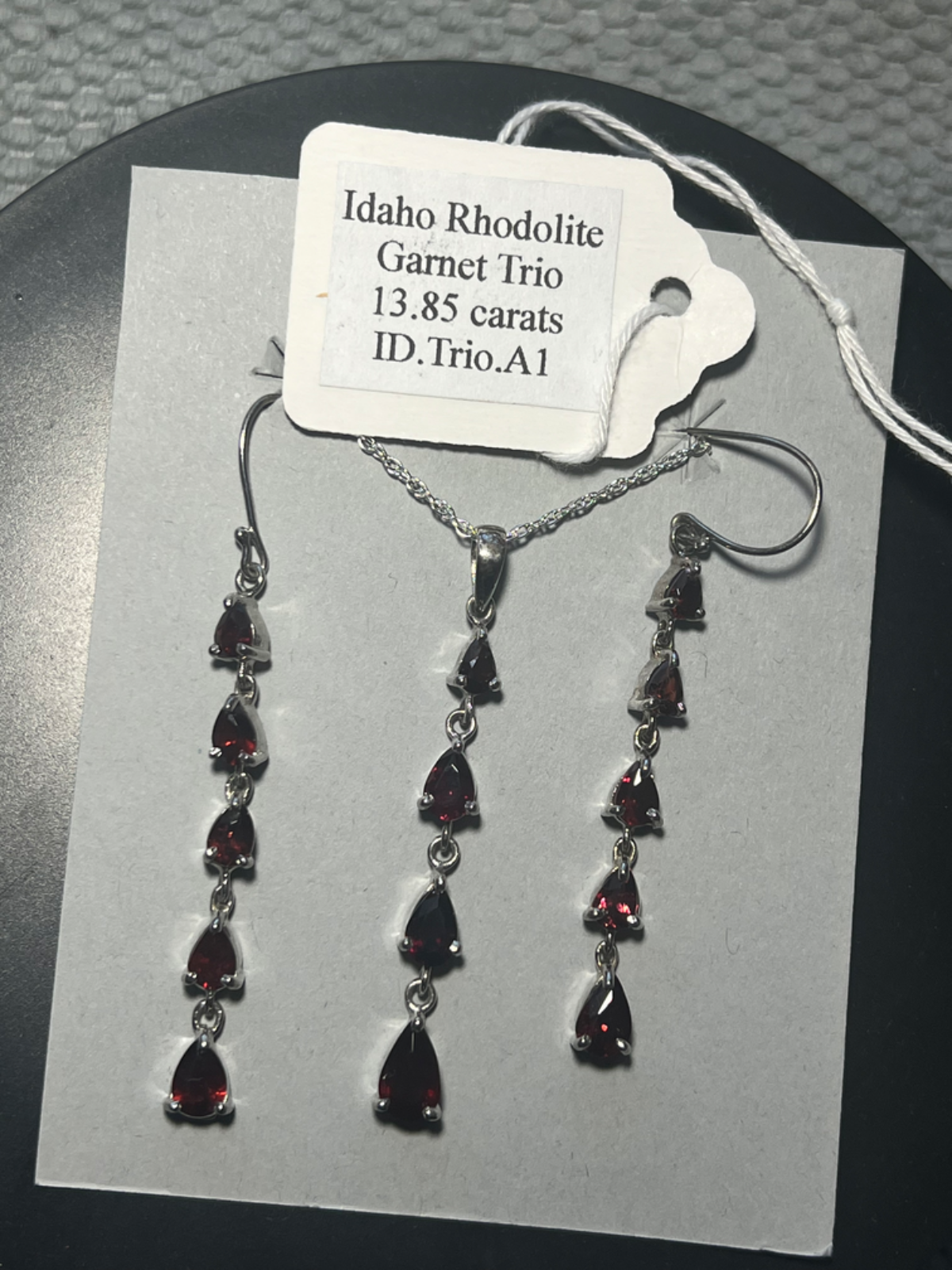 Pear Shaped Cocktail Party Dangle Trio Idaho Rhodolite Garnet Spectacularly Sexy