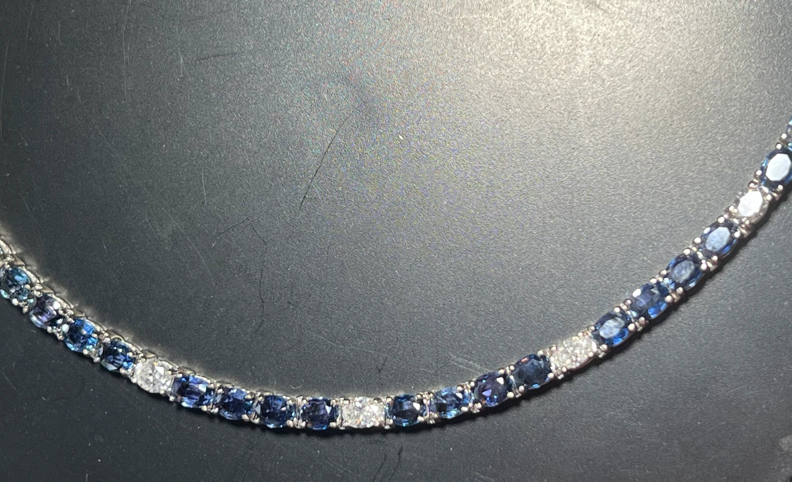 Yogo Montana Sapphire 14karat White Gold Tennis Bracelet Estate Liquidation Sale
