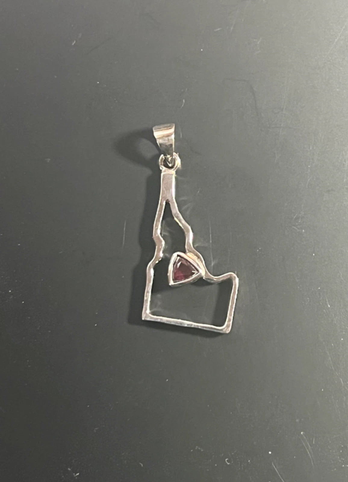 Sterling Silver Idaho Pendant Triangular Garnet January Birthstone Made In USA