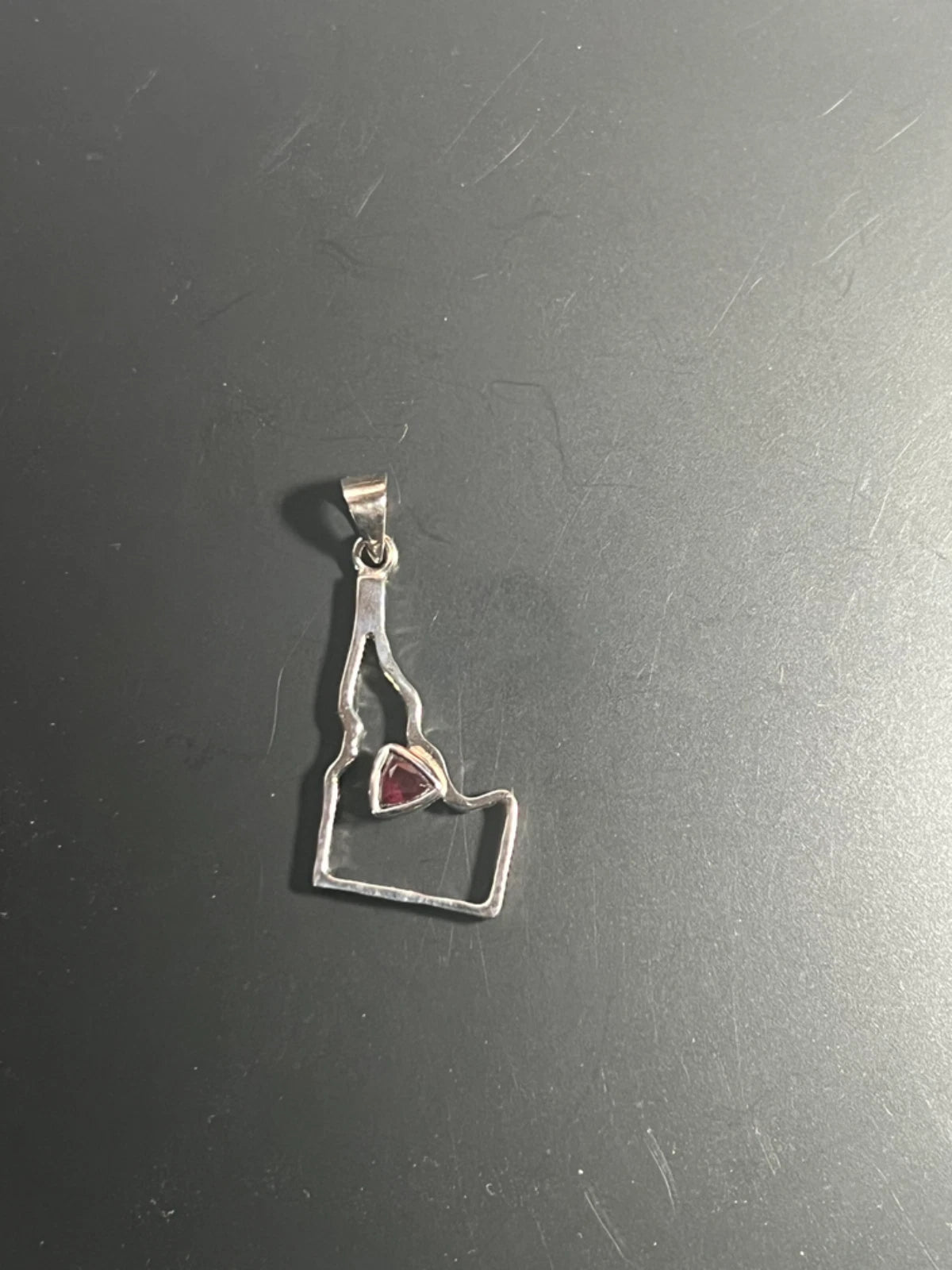 Sterling Silver Idaho Pendant Triangular Garnet January Birthstone Made In USA